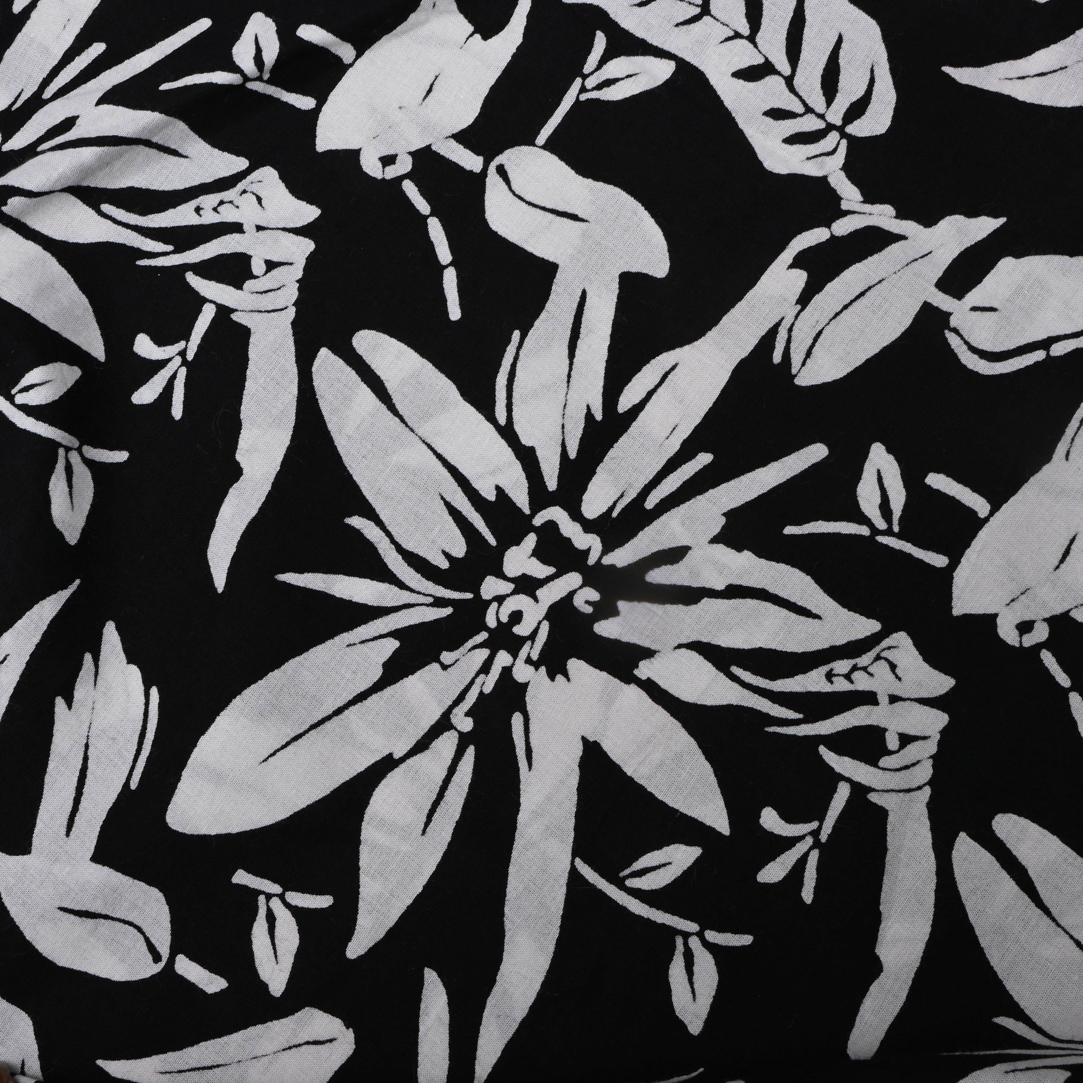 Black Floral Printed Cotton Fabric