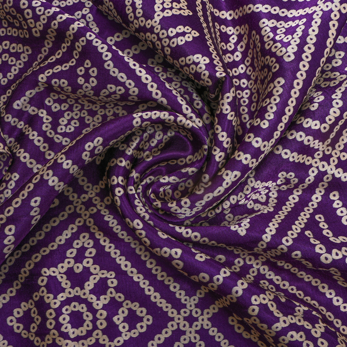 Royal Violet Bandhani Print Satin Fabric