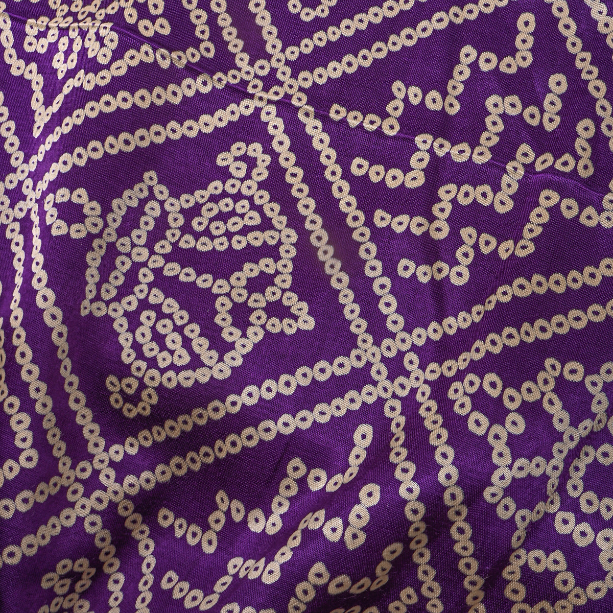 Royal Violet Bandhani Print Satin Fabric