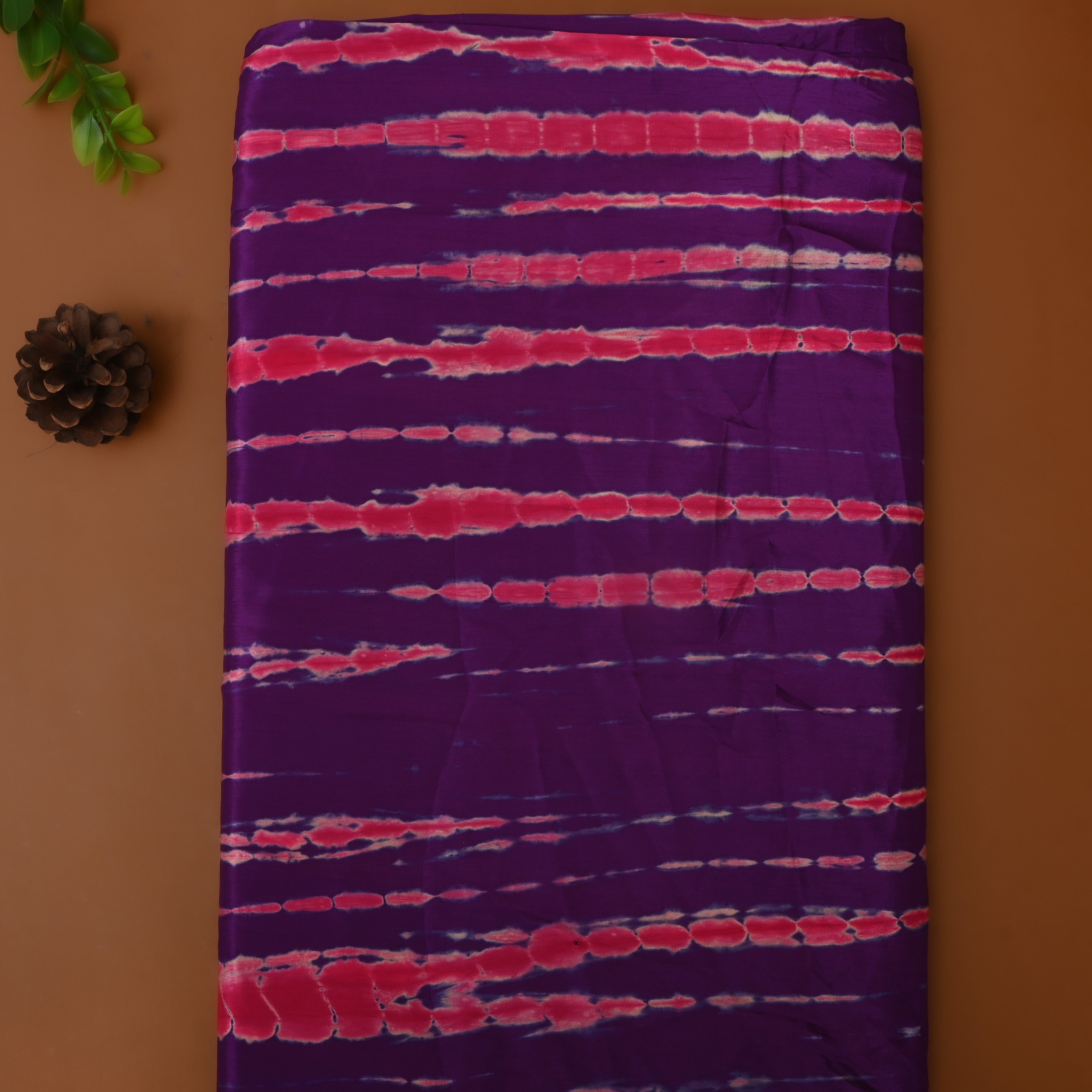 Violet Shibori Printed Satin Fabric