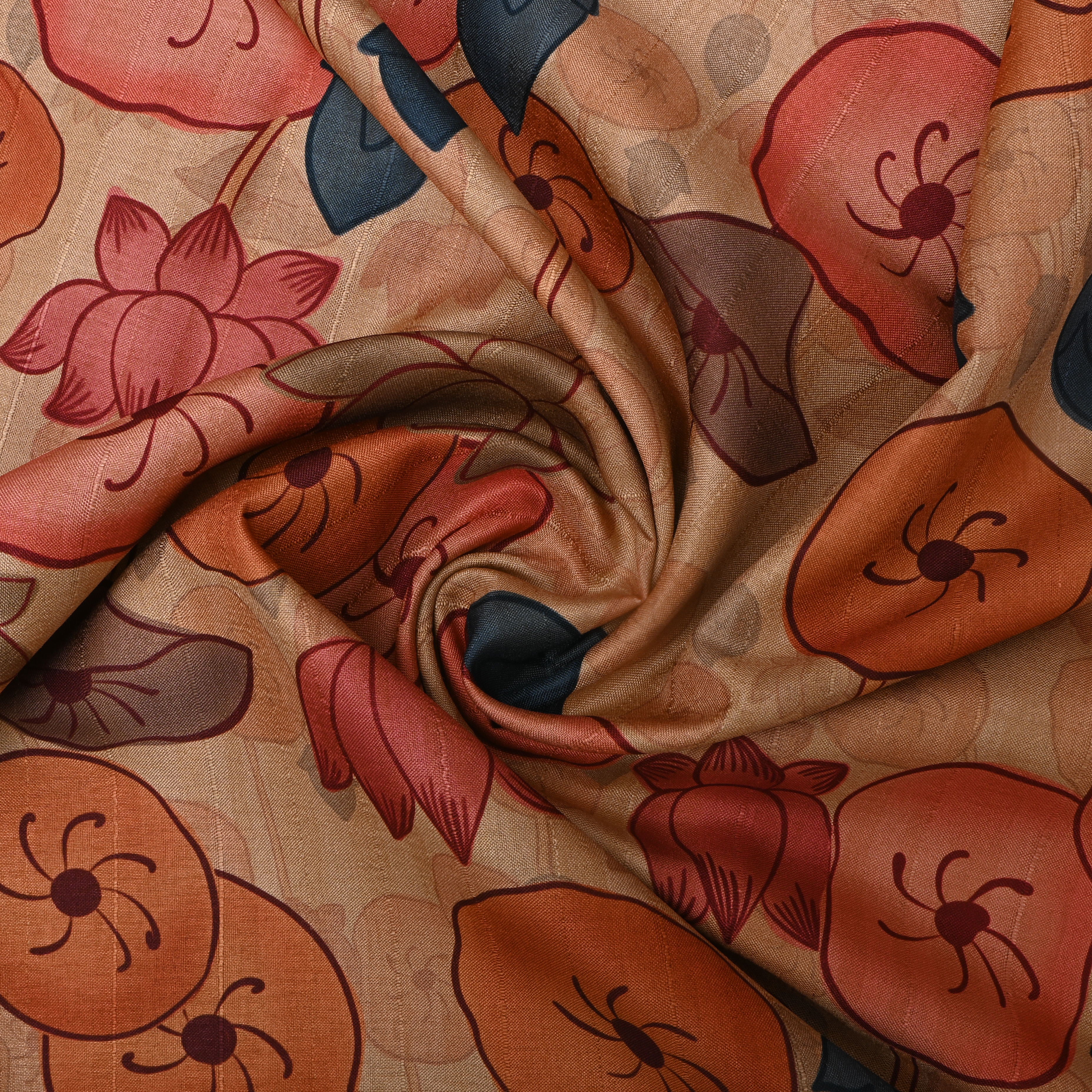 Pink Lotus Printed Dupion Silk Fabric