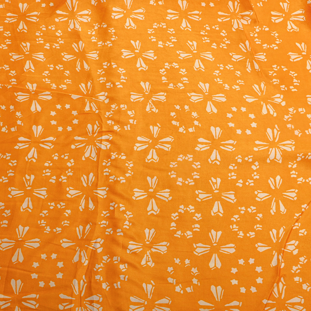 Turmeric Orange Flower Digital Print Satin Fabric