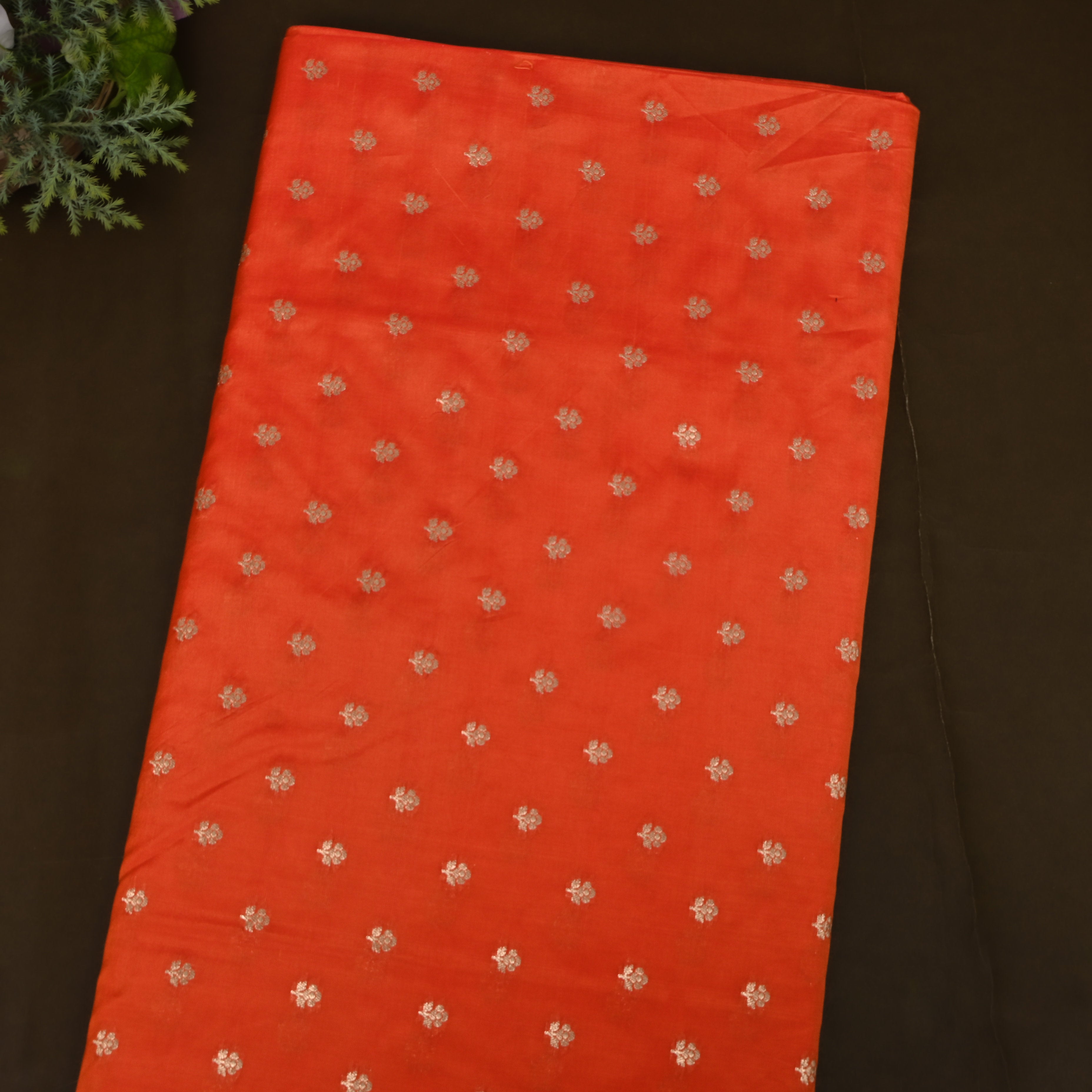 Burnt Orange Jamawar Silk With Woven Gold Butti