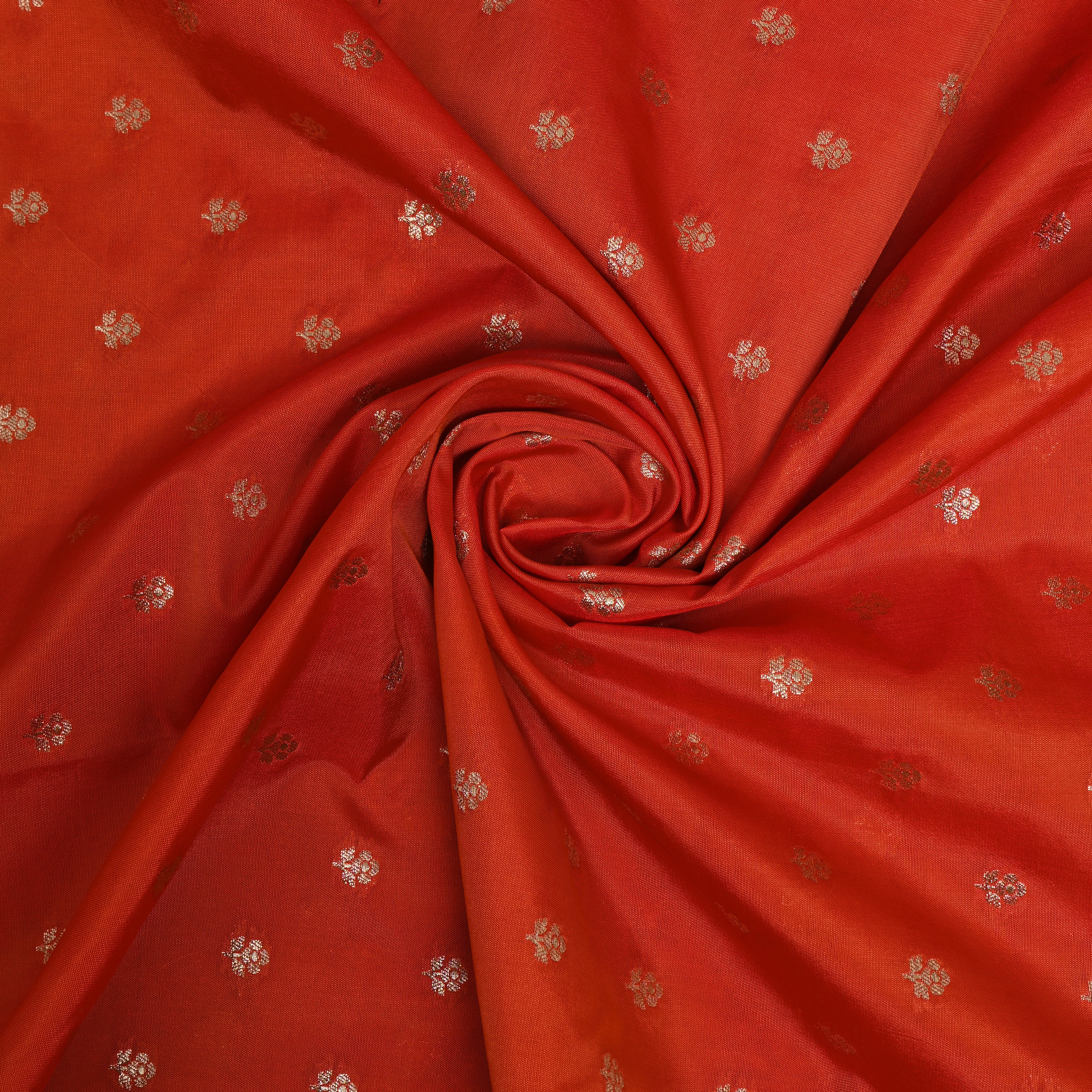 Burnt Orange Jamawar Silk With Woven Gold Butti