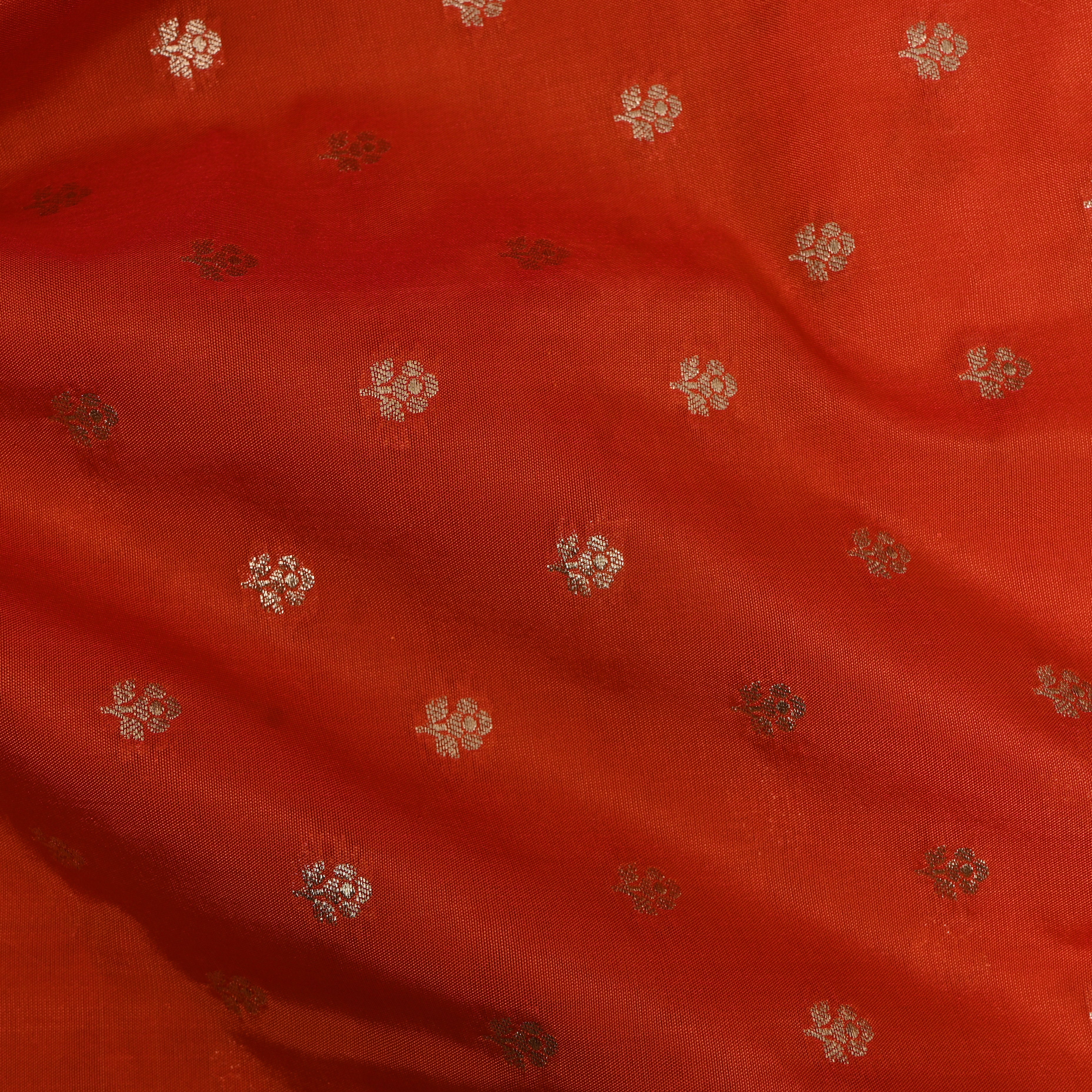 Burnt Orange Jamawar Silk With Woven Gold Butti