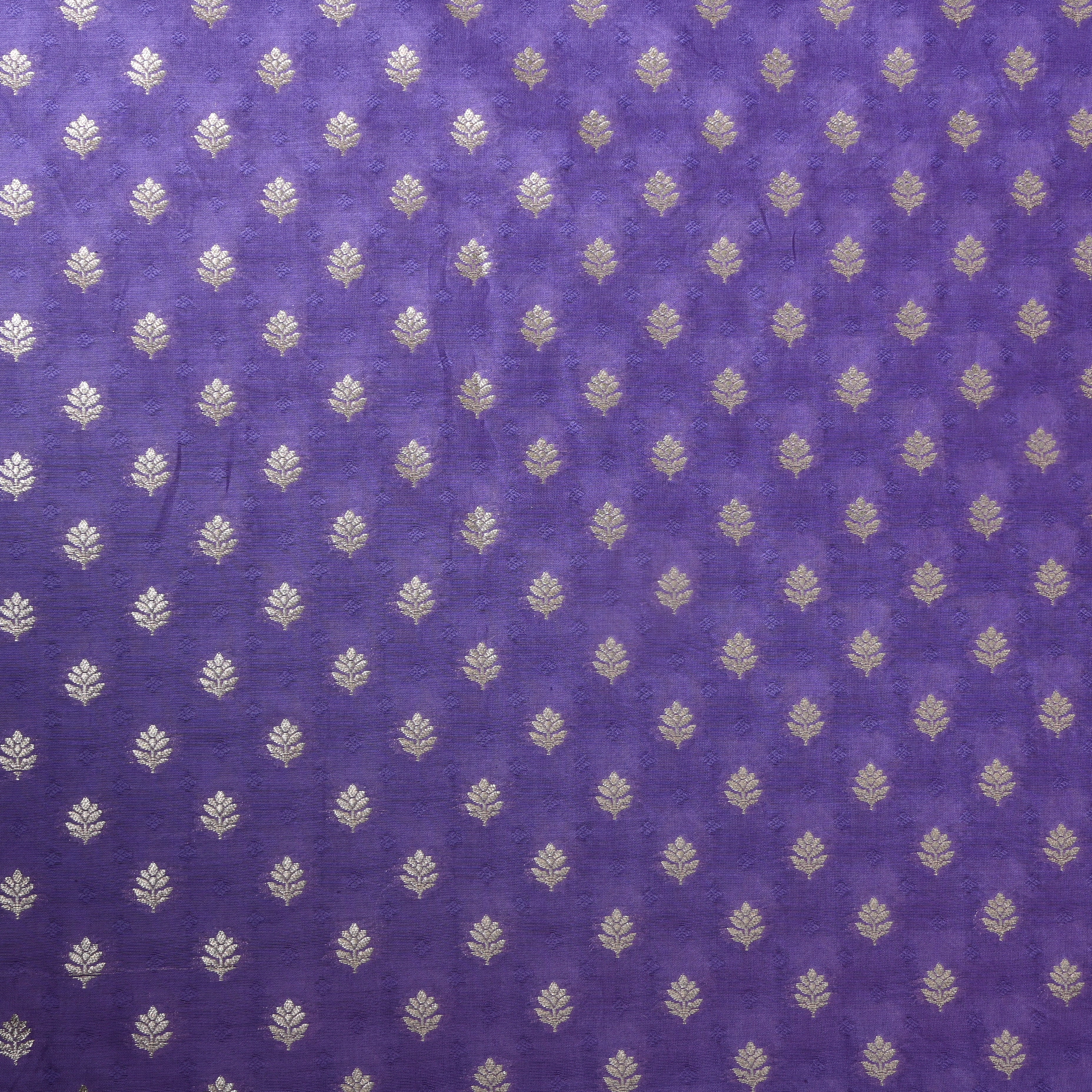 Lavender Purple Jamawar Silk Fabric