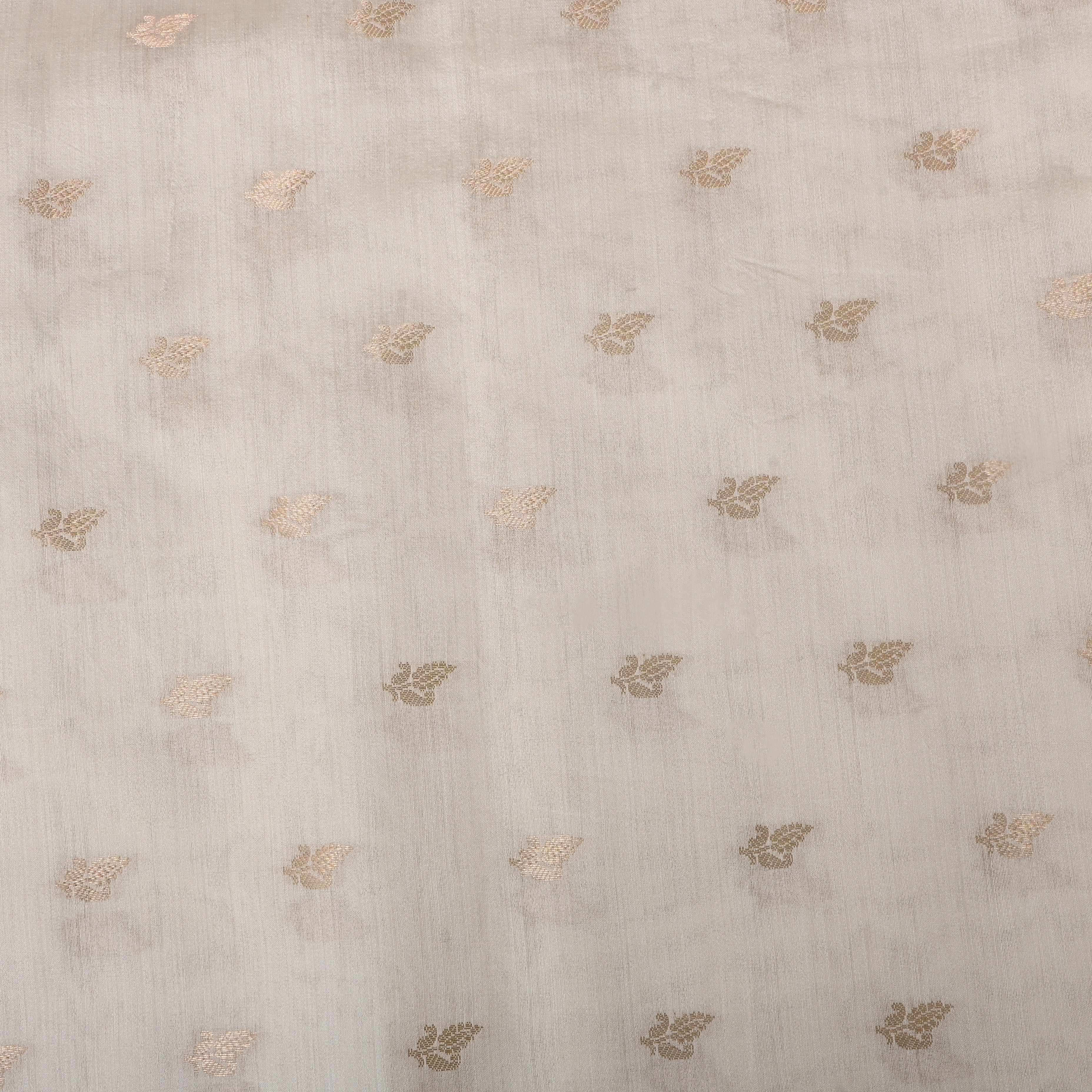 Off-White Floral Zari Silk Fabric