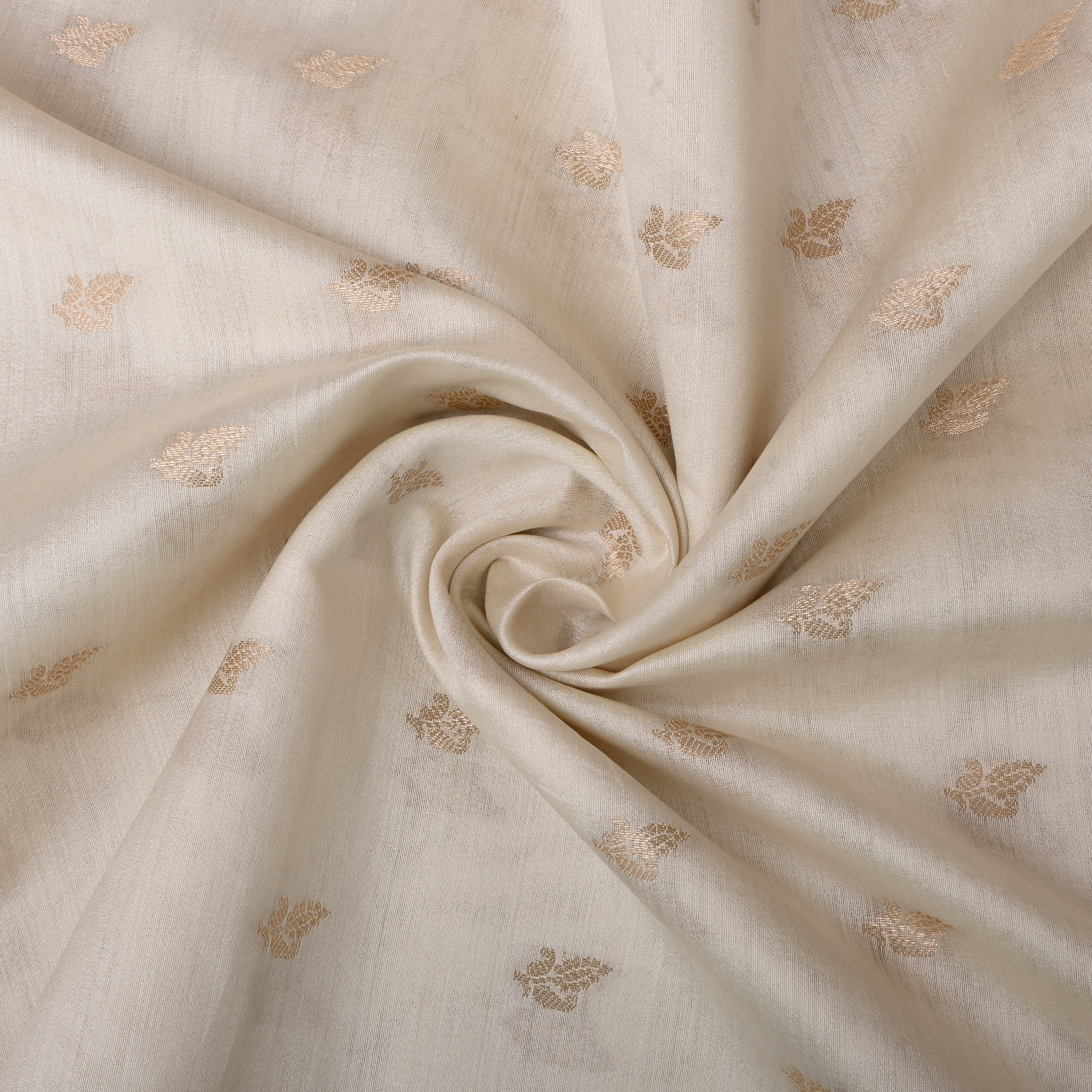 Off-White Floral Zari Silk Fabric