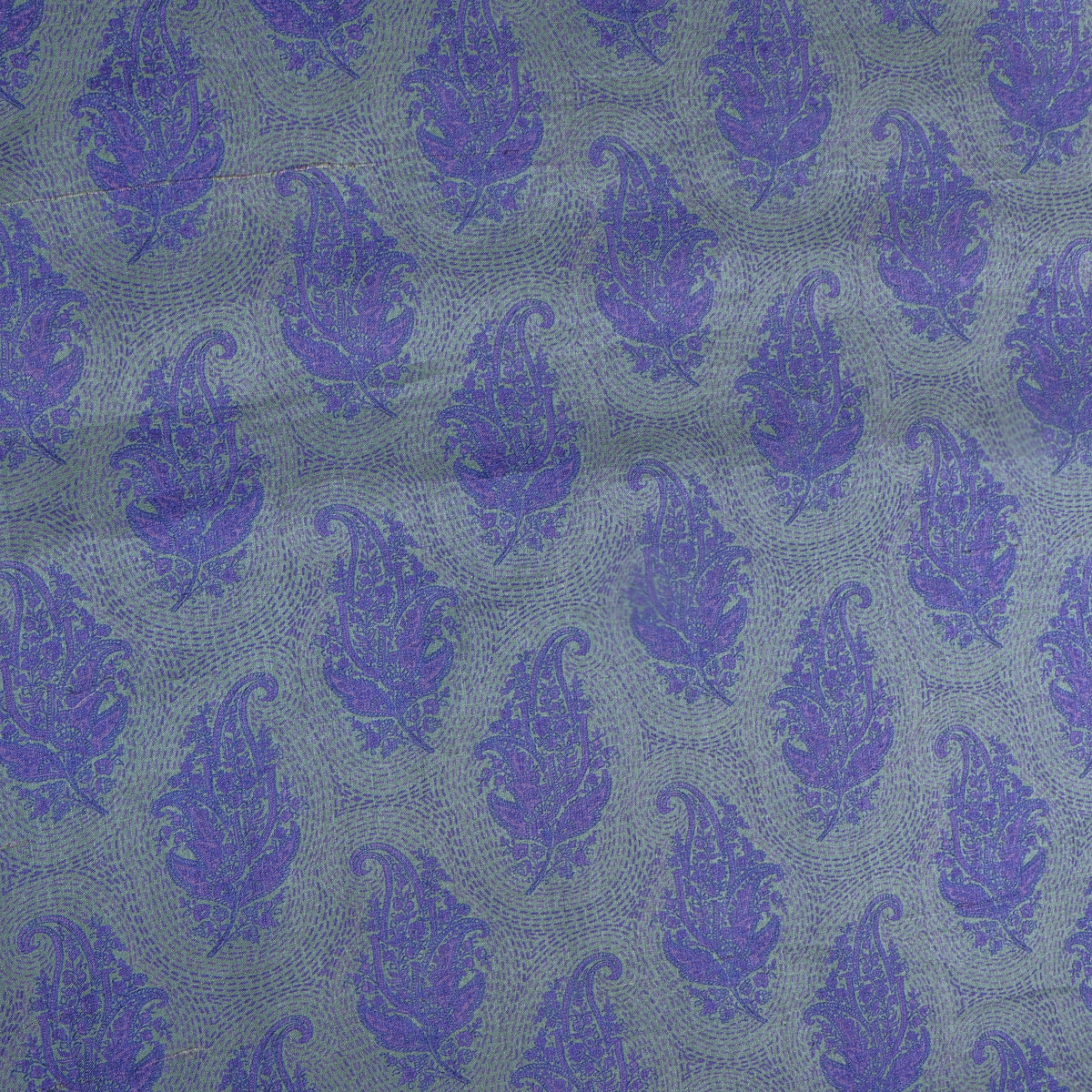 Lagoon Teal Paisley Print Silk Fabric