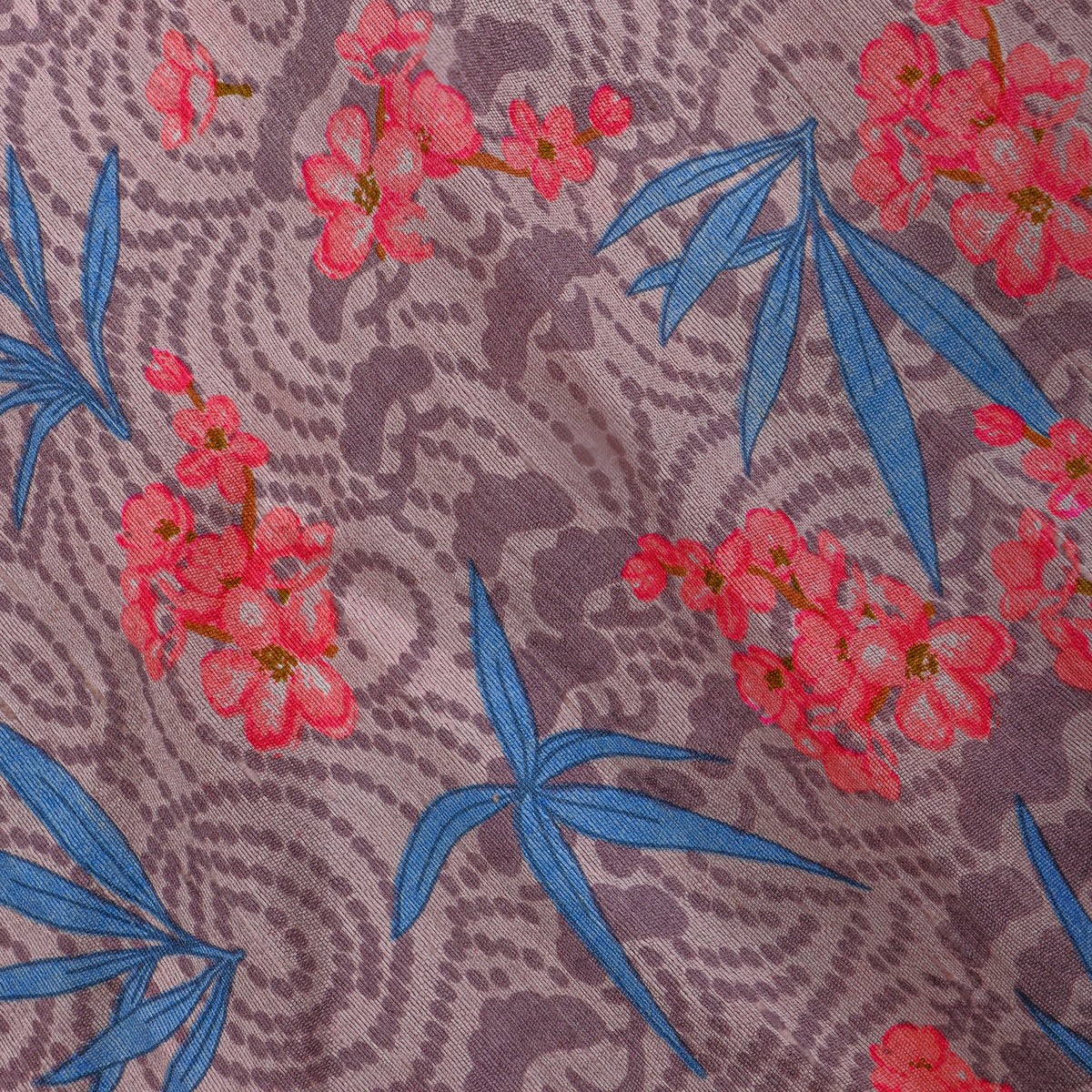 Dove Gray Floral Print Linen Fabric
