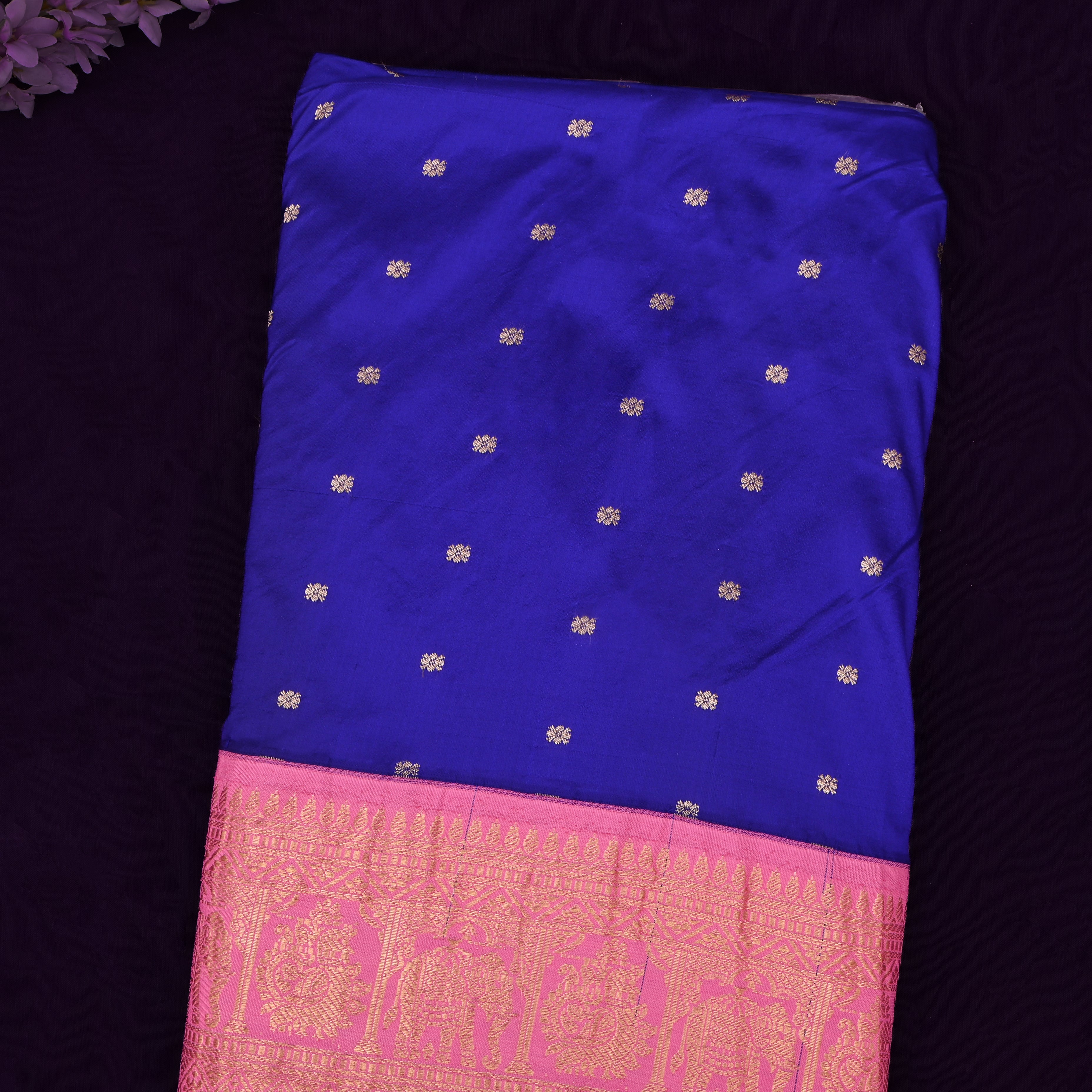 Violet Silk Fabric With Kanjivaram Border