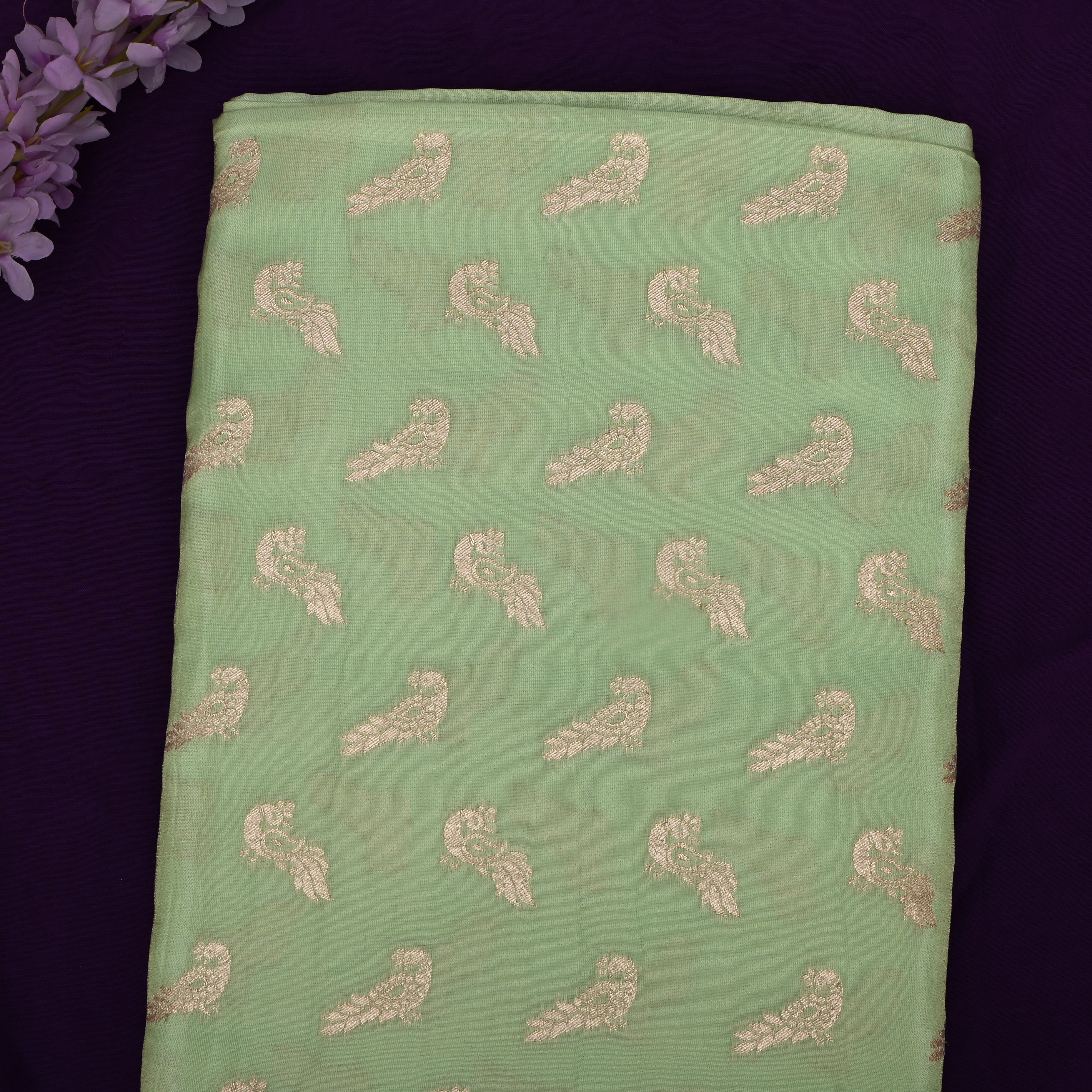 Pista Green Jamawar Tissue Fabric