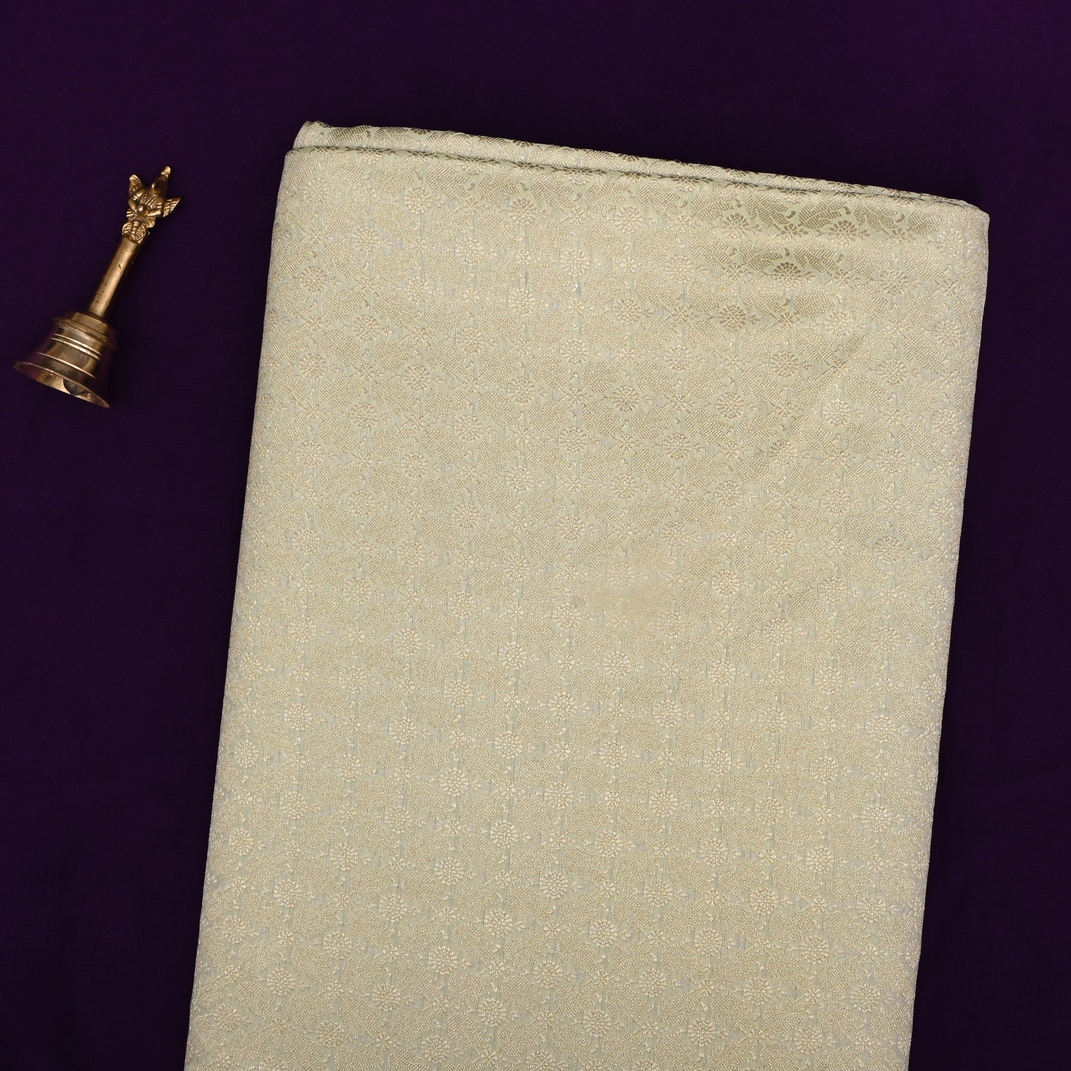 Cream Jamawar Silk Fabric With Brocades