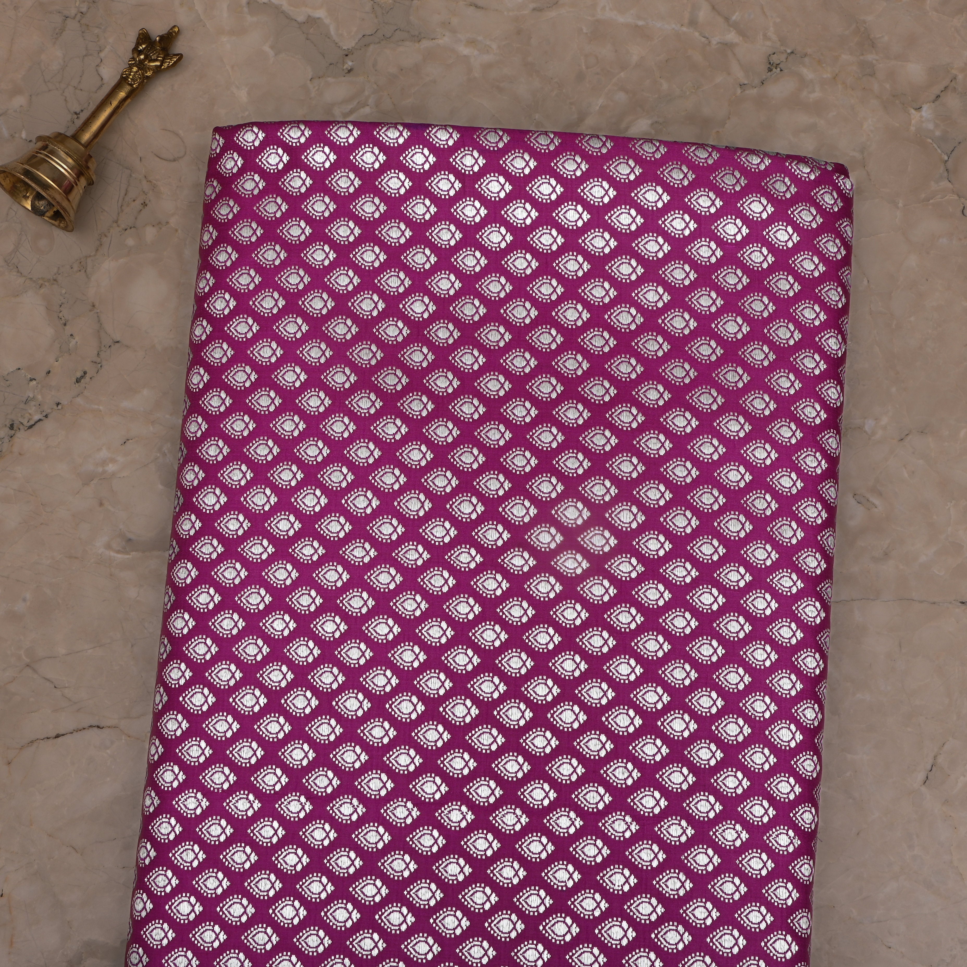 Fandango Purple Jamawar Satin Fabric With Butti'S
