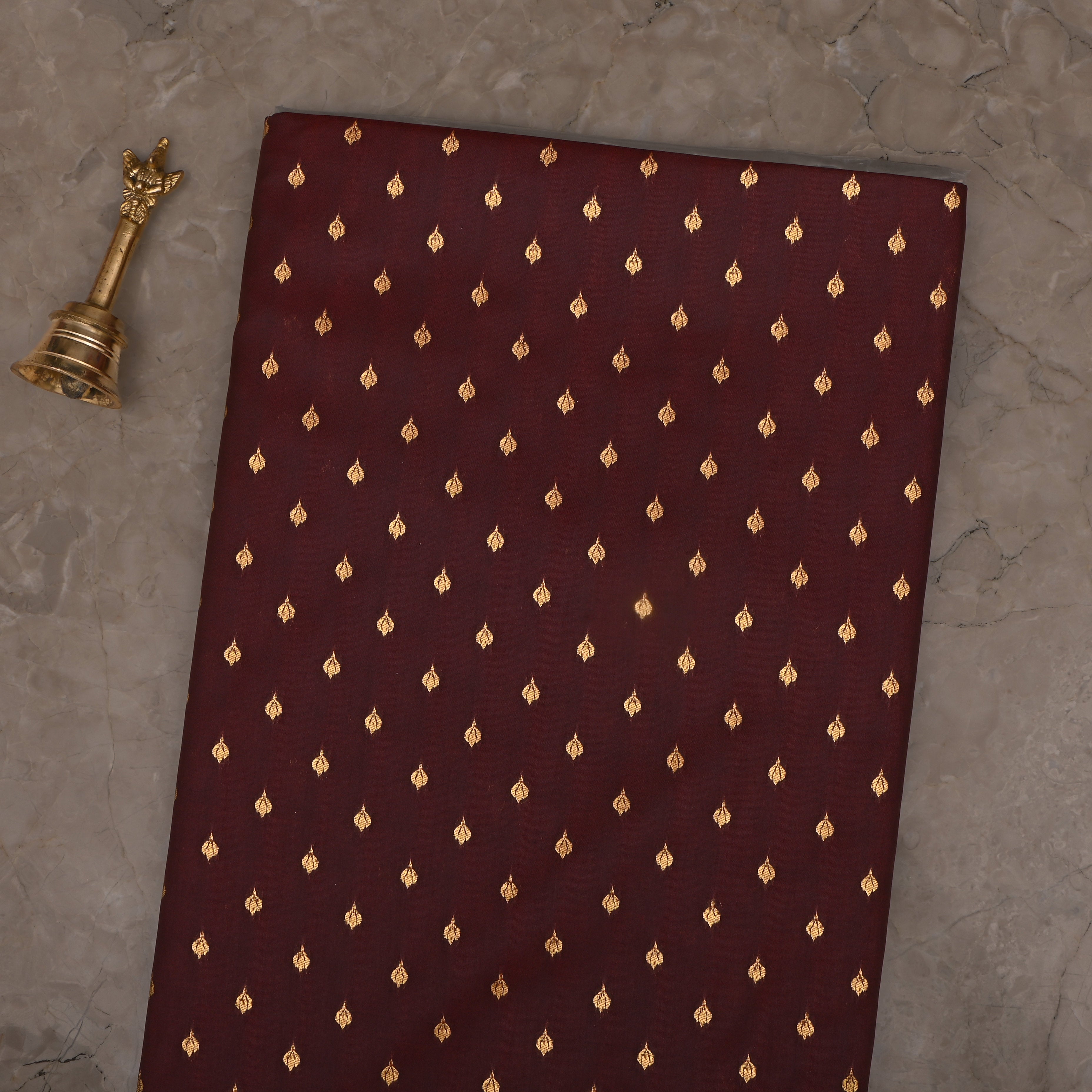 Cocoa Bean Brown Jamawar Silk Fabric