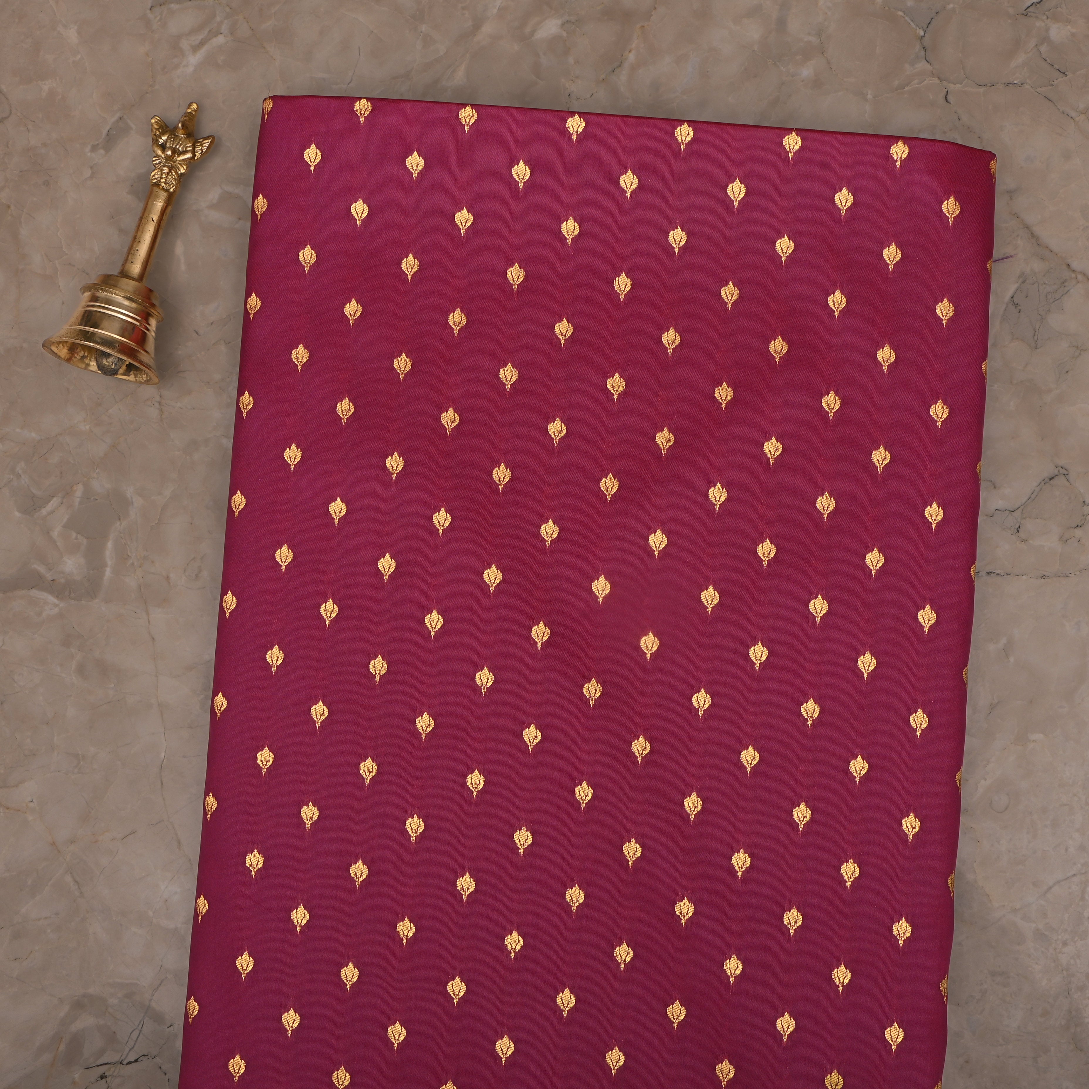 Raspberry Purple Jamawar Silk Fabric With Woven Buttis