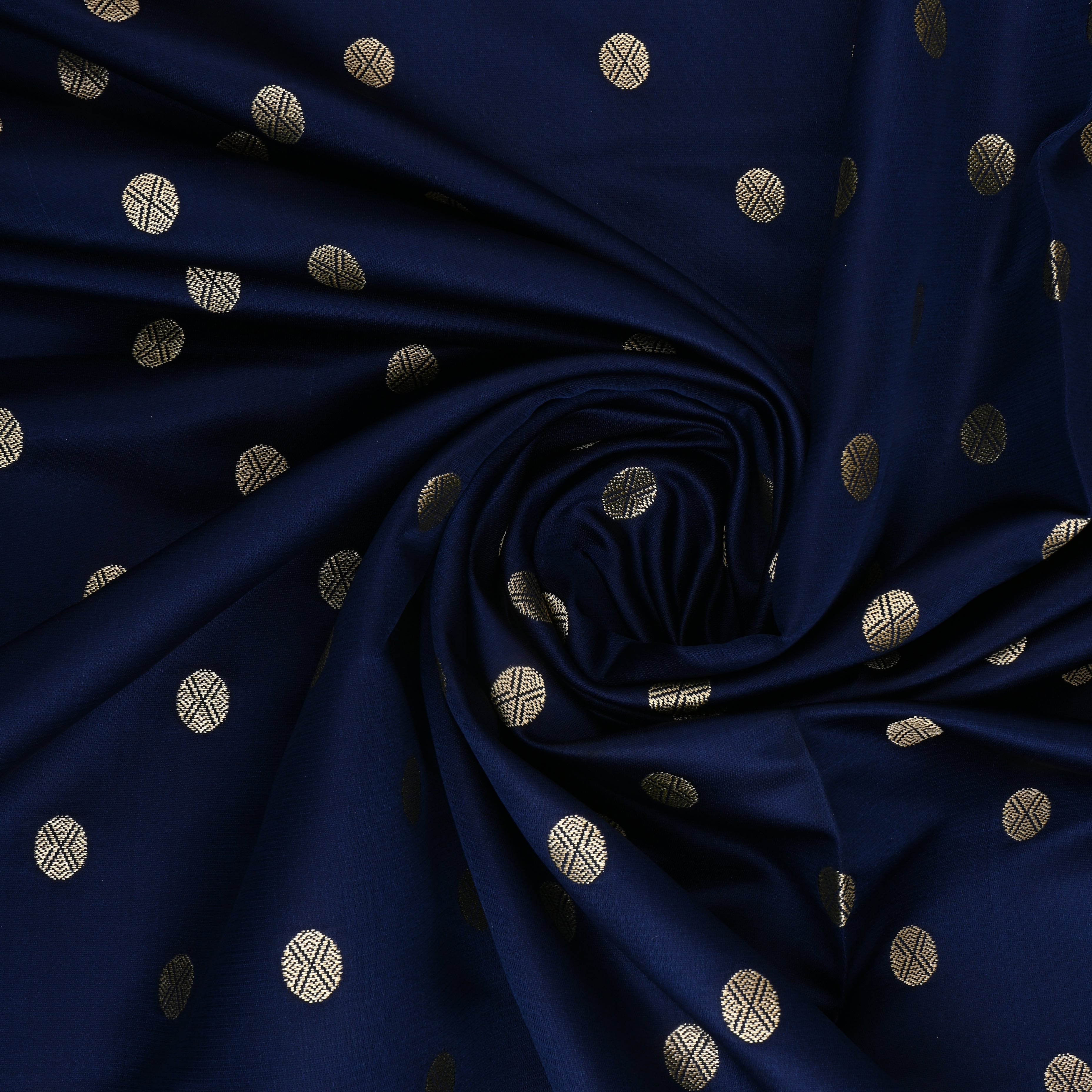 Navy Blue Banarasi Soft Silk Fabric