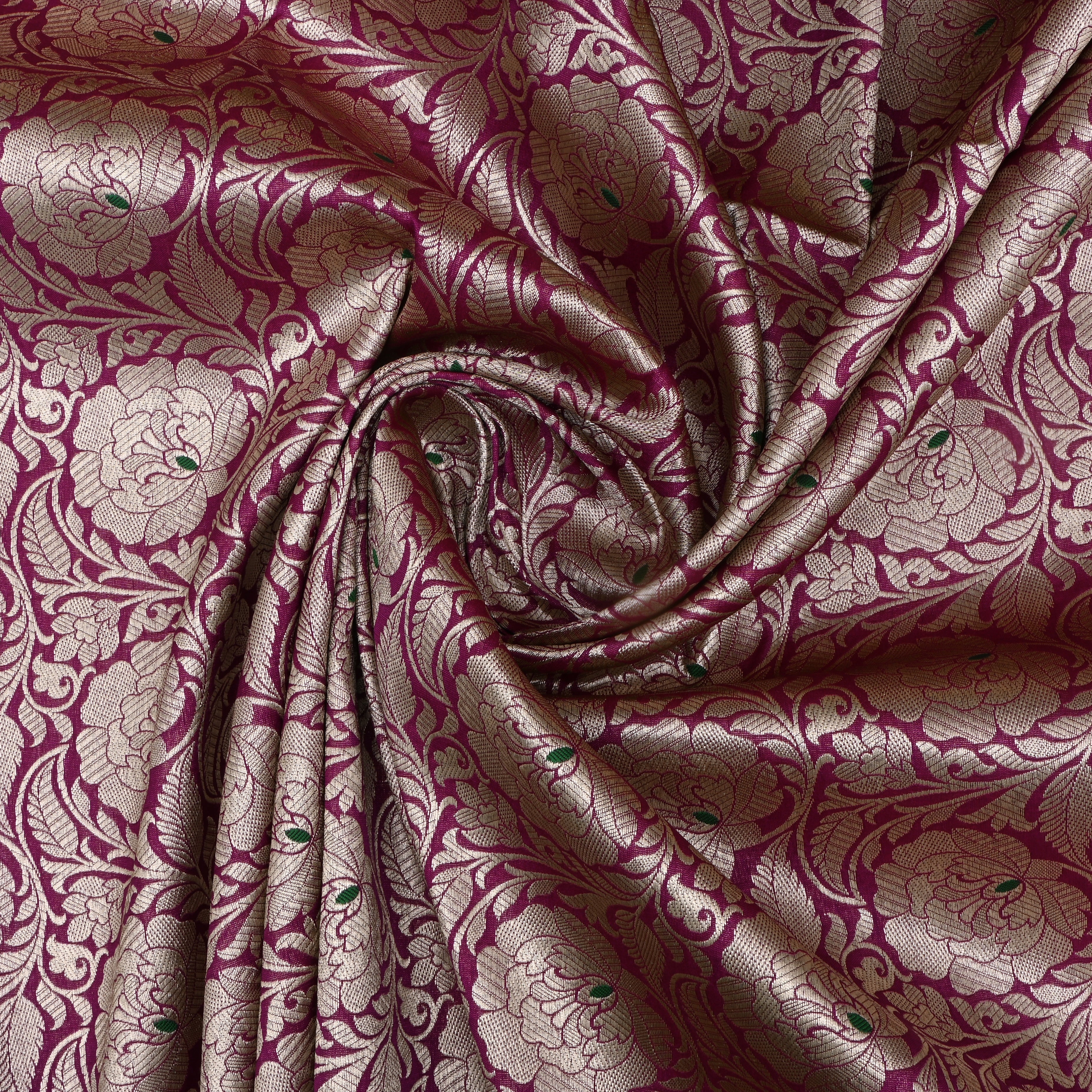 Mulberry Pink Banaras Fabric With Floral Jaal