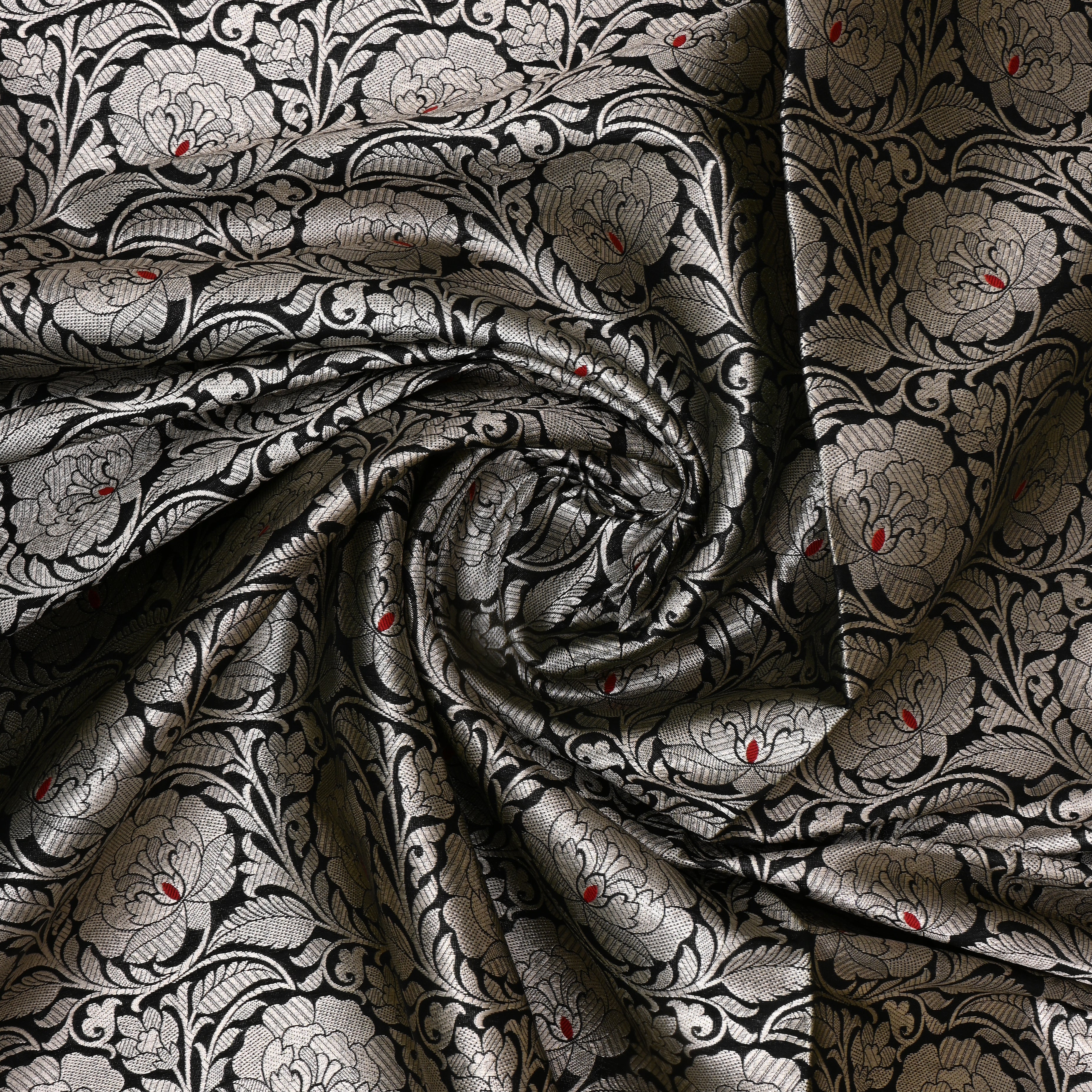 Black Banarasi Fabric With Floral Jaal