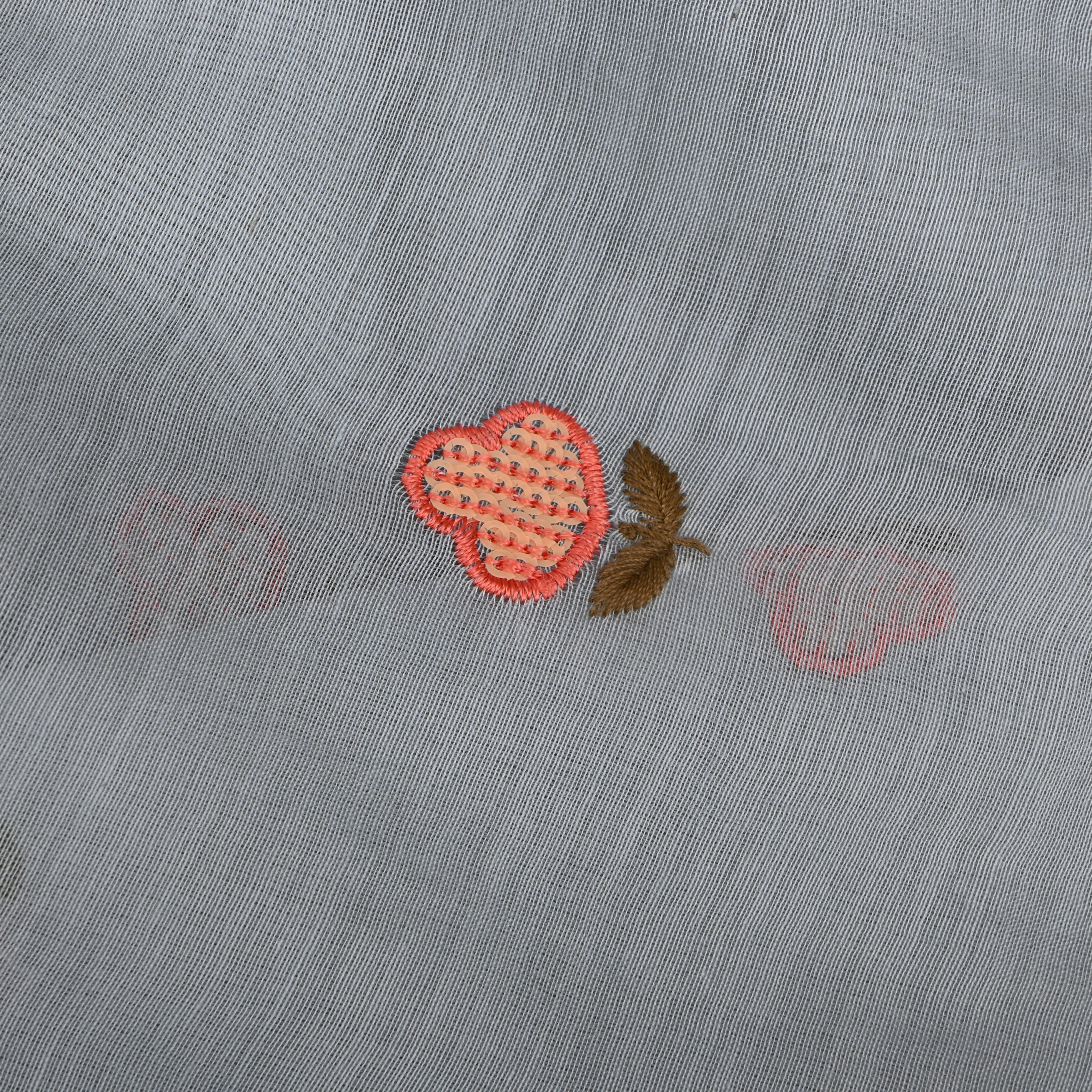 Grey Chanderi Fabric With Embroidery