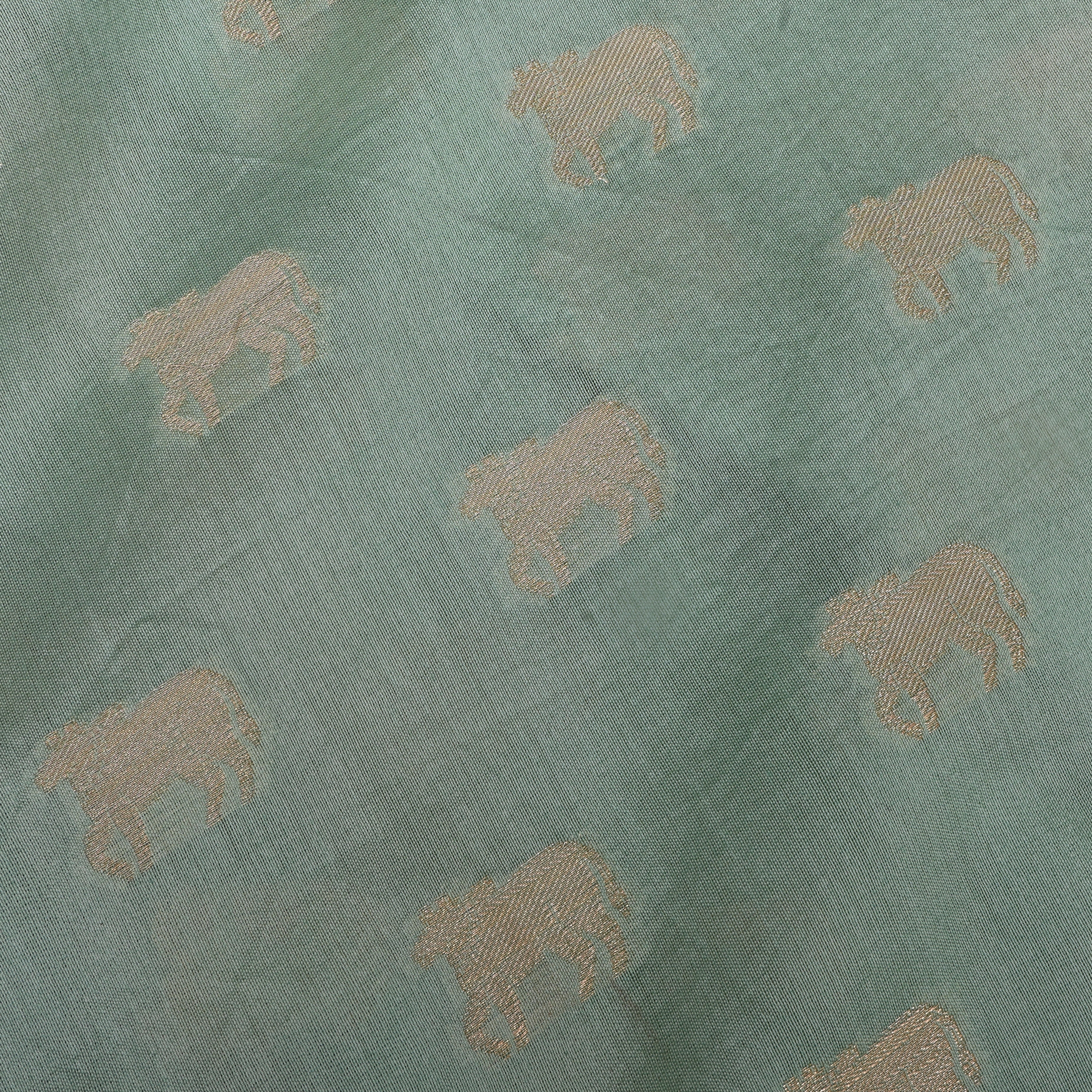 Pale Mint Green Jamawar Silk Fabric
