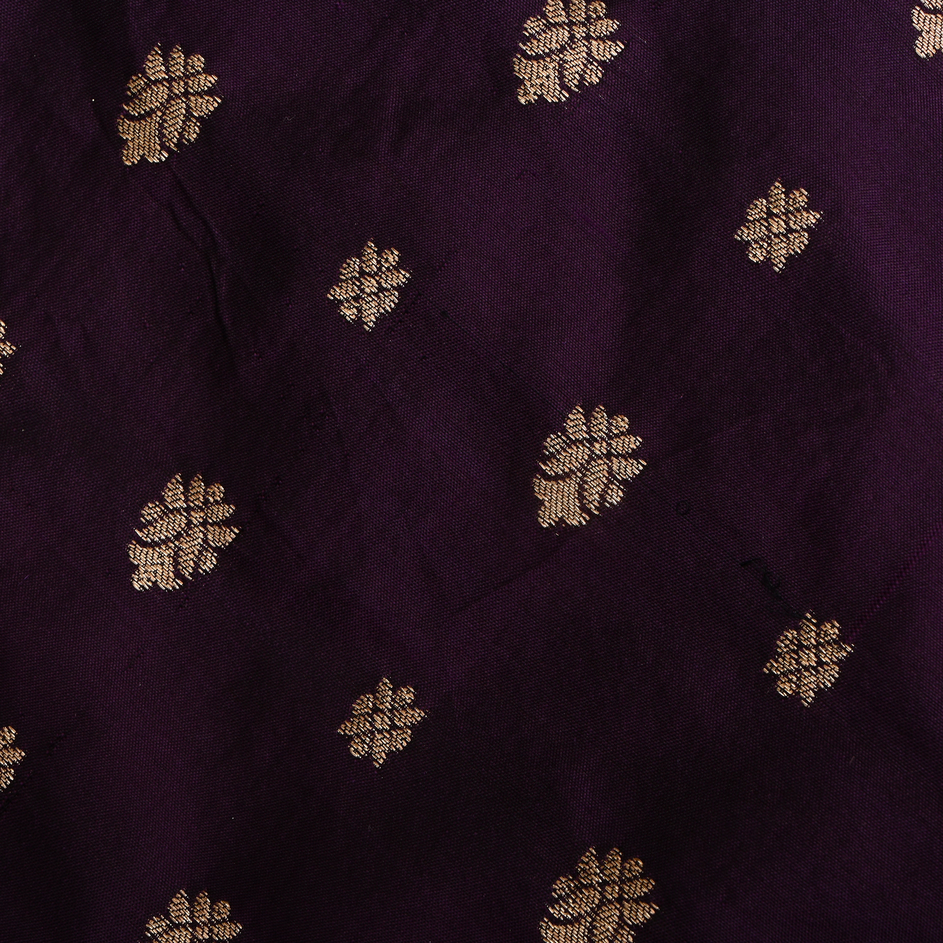 Dark Midnight Purple Jamawar Silk Fabric With Butti'S