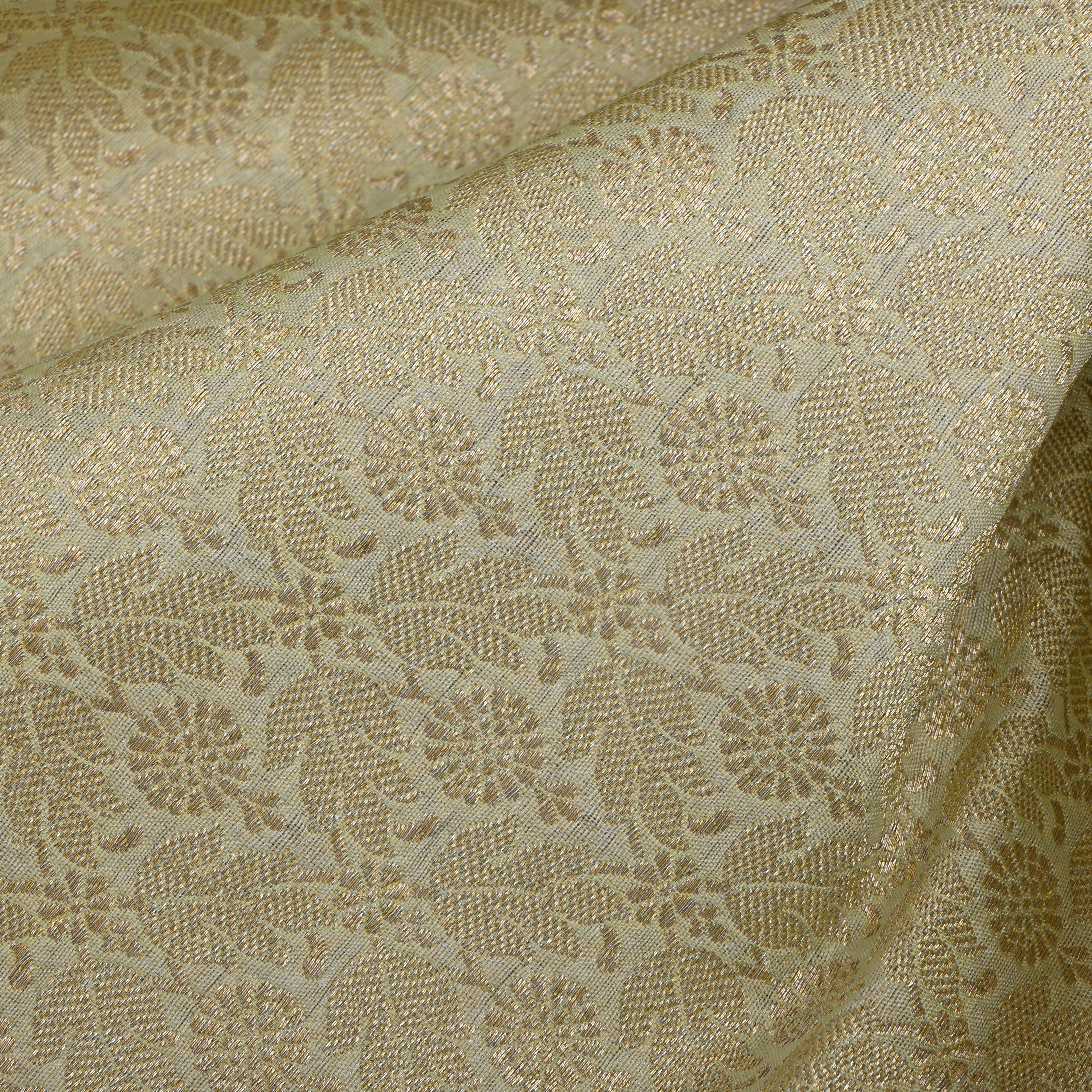 Cream Jamawar Silk Fabric With Brocades
