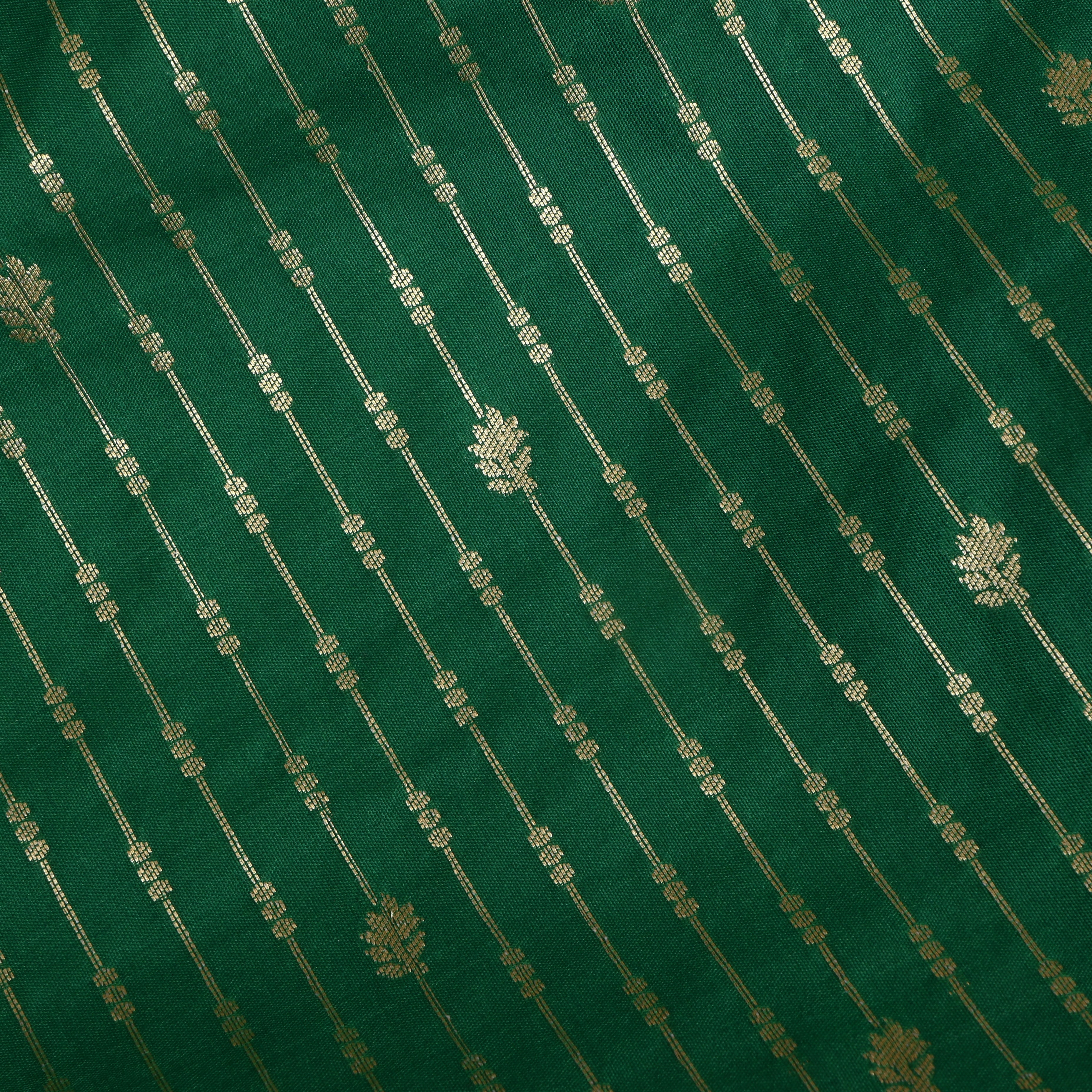 Dark Green Jamawar Silk Fabric