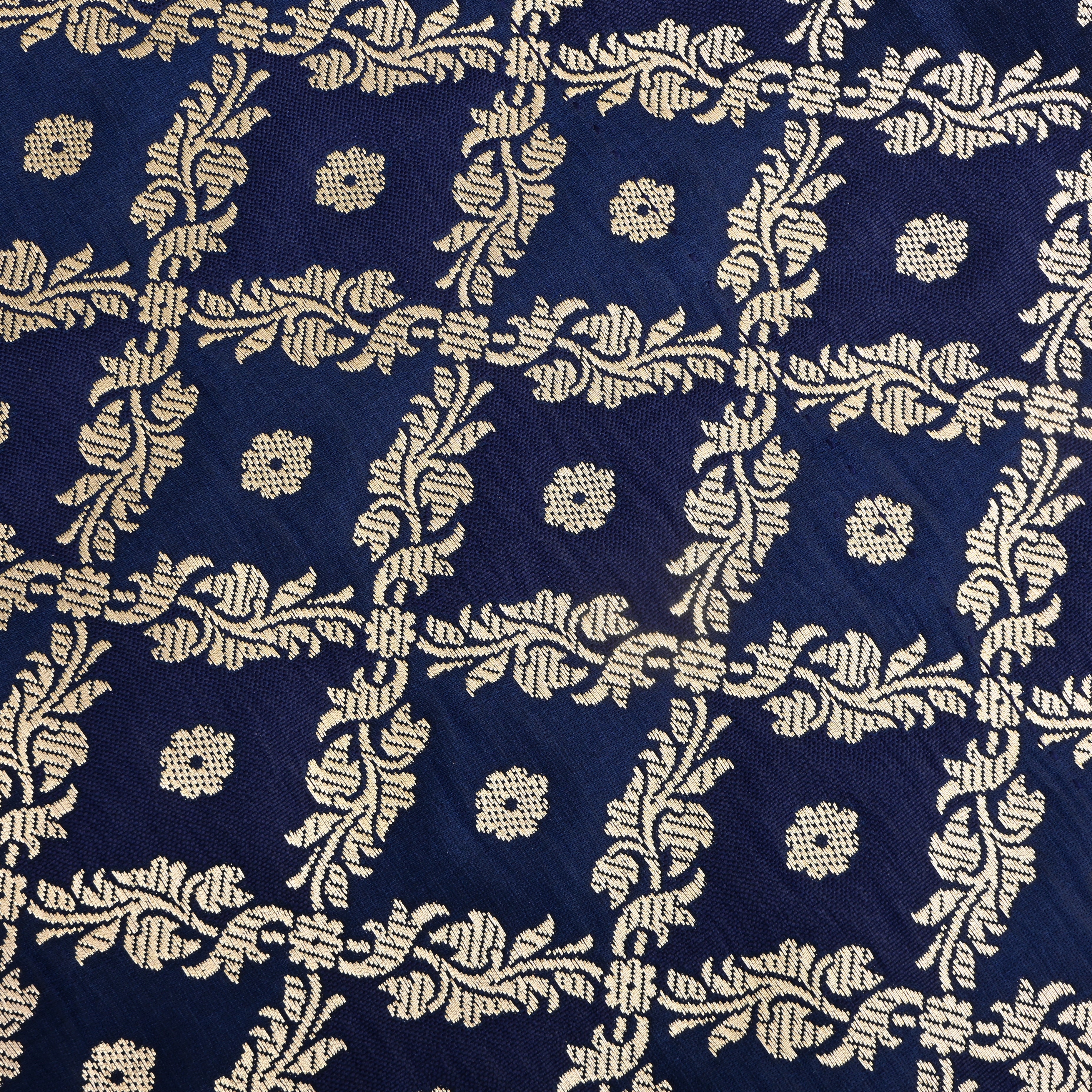 Berry Blue Banaras Fabric With Checks Pattern