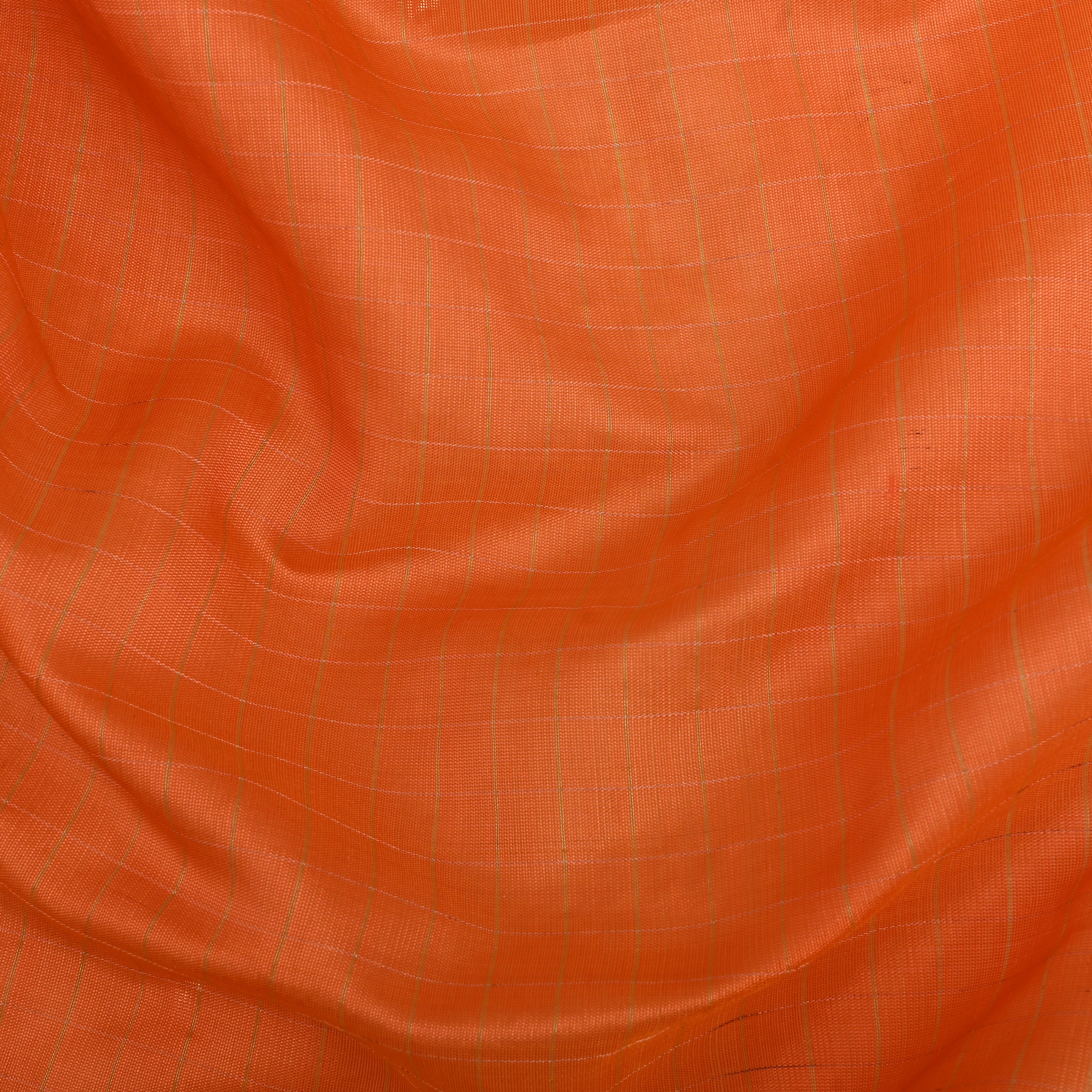 Vibrant Orange Jamawar Silk Fabric