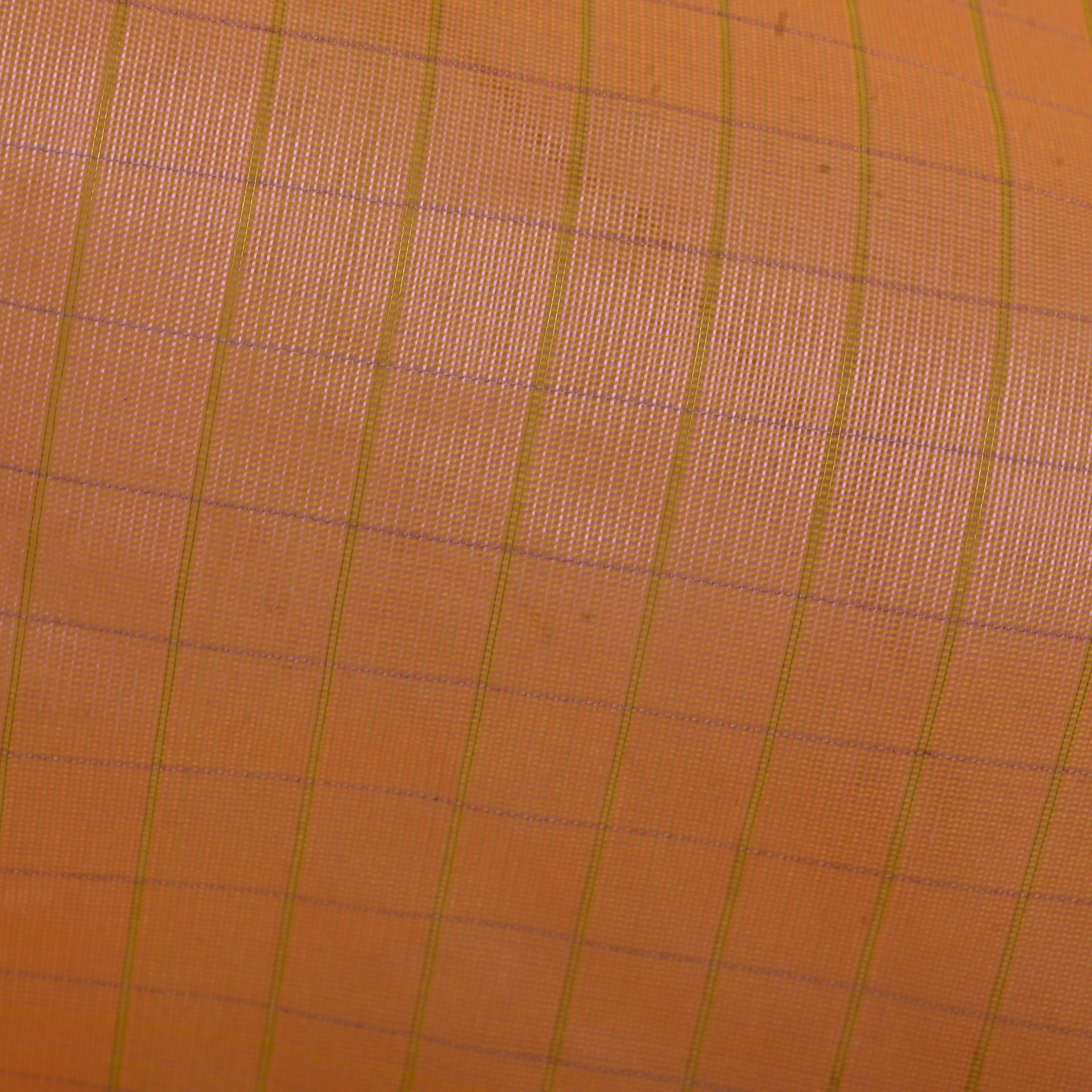 Light Salmon Jamawar Silk Fabric With Checks Pattern