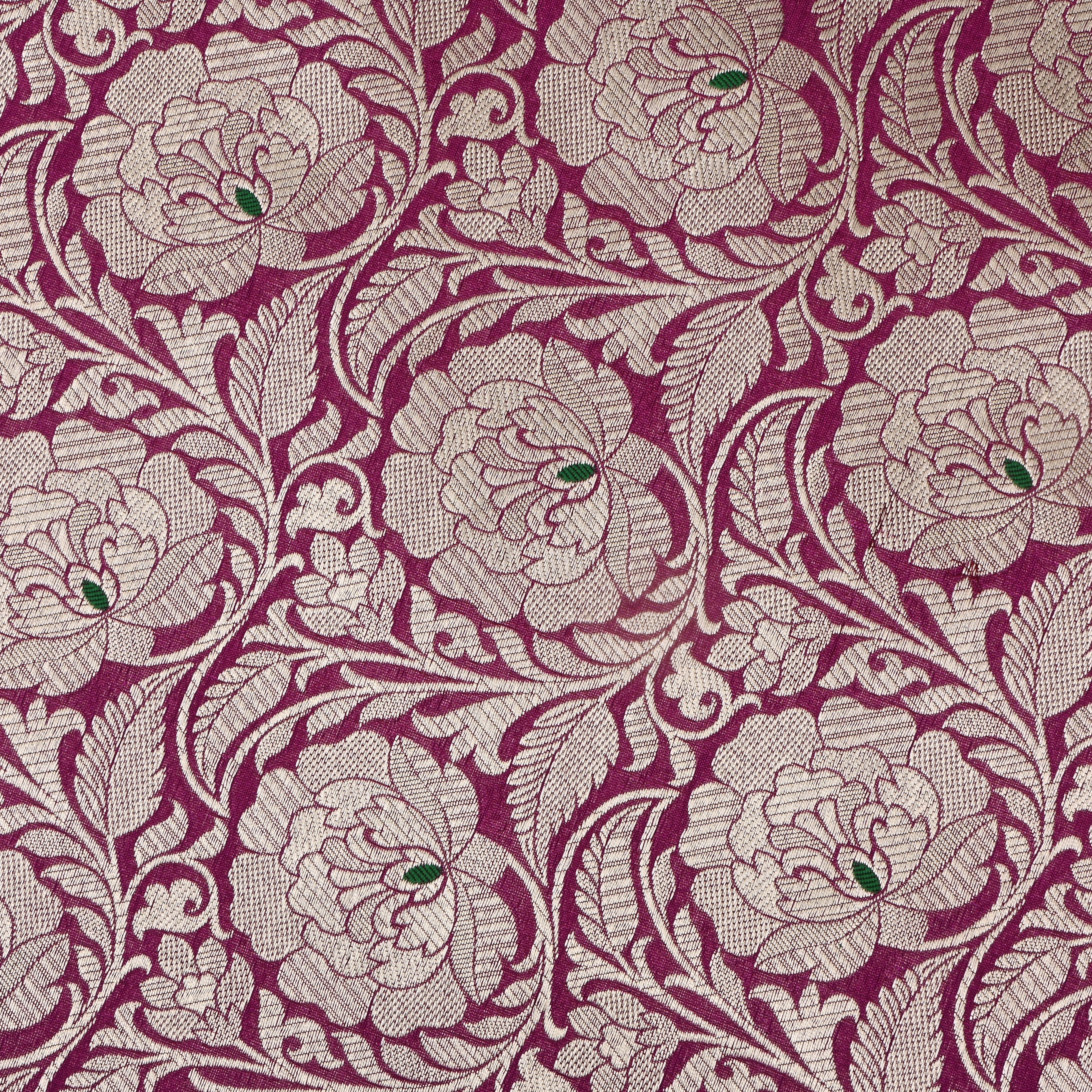 Mulberry Pink Banaras Fabric With Floral Jaal