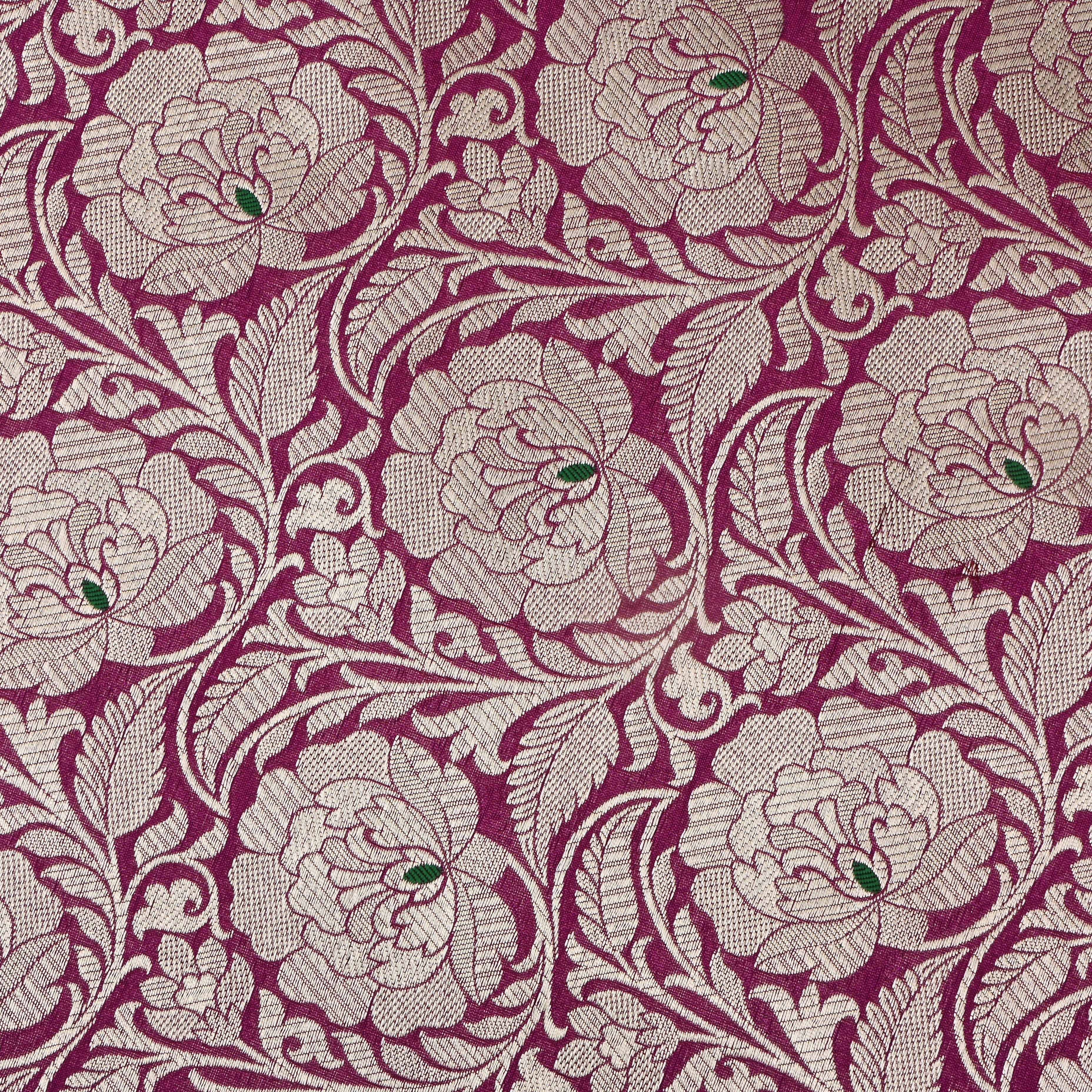 Mulberry Pink Banarasi Fabric With Floral Jaal