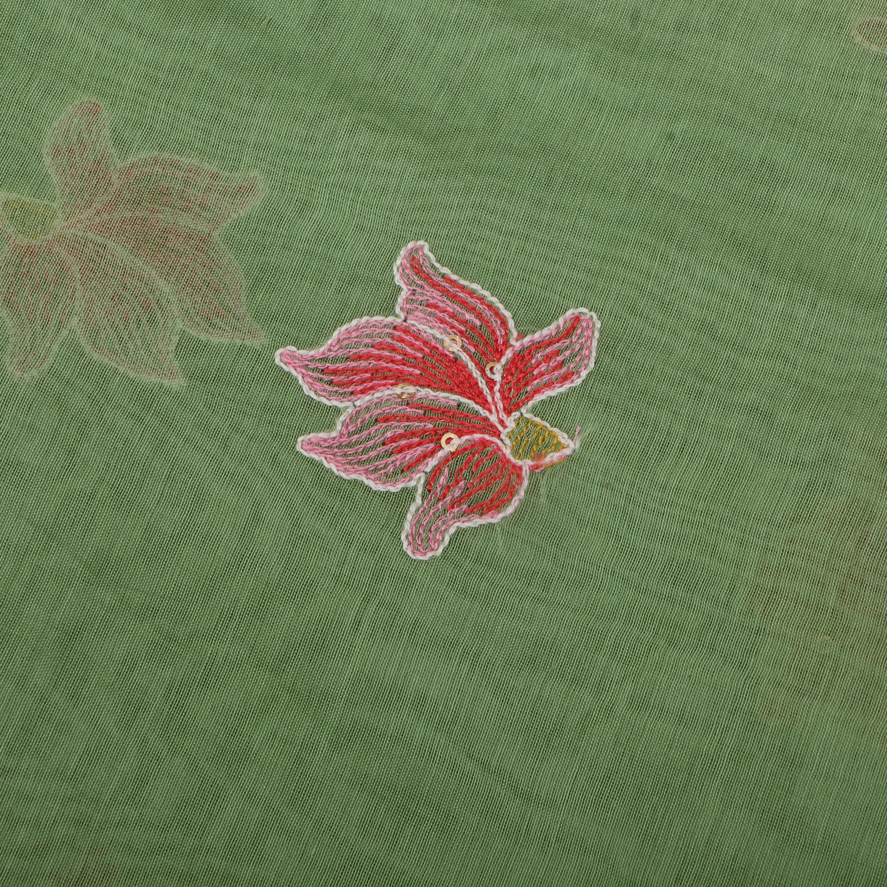Pista Green Mulchandani Fabric Thread Embroidery