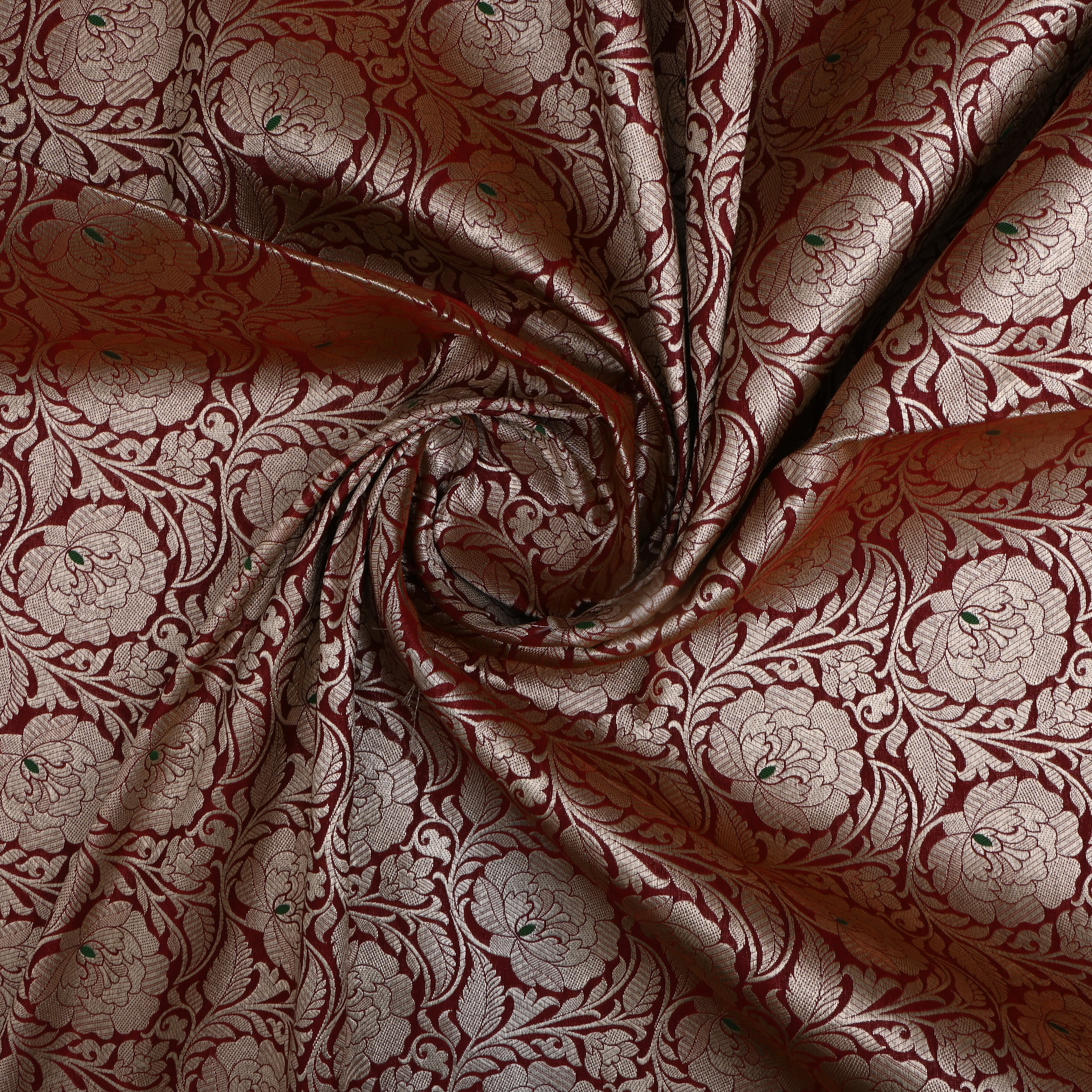 Maroon Jamawar Silk Fabric