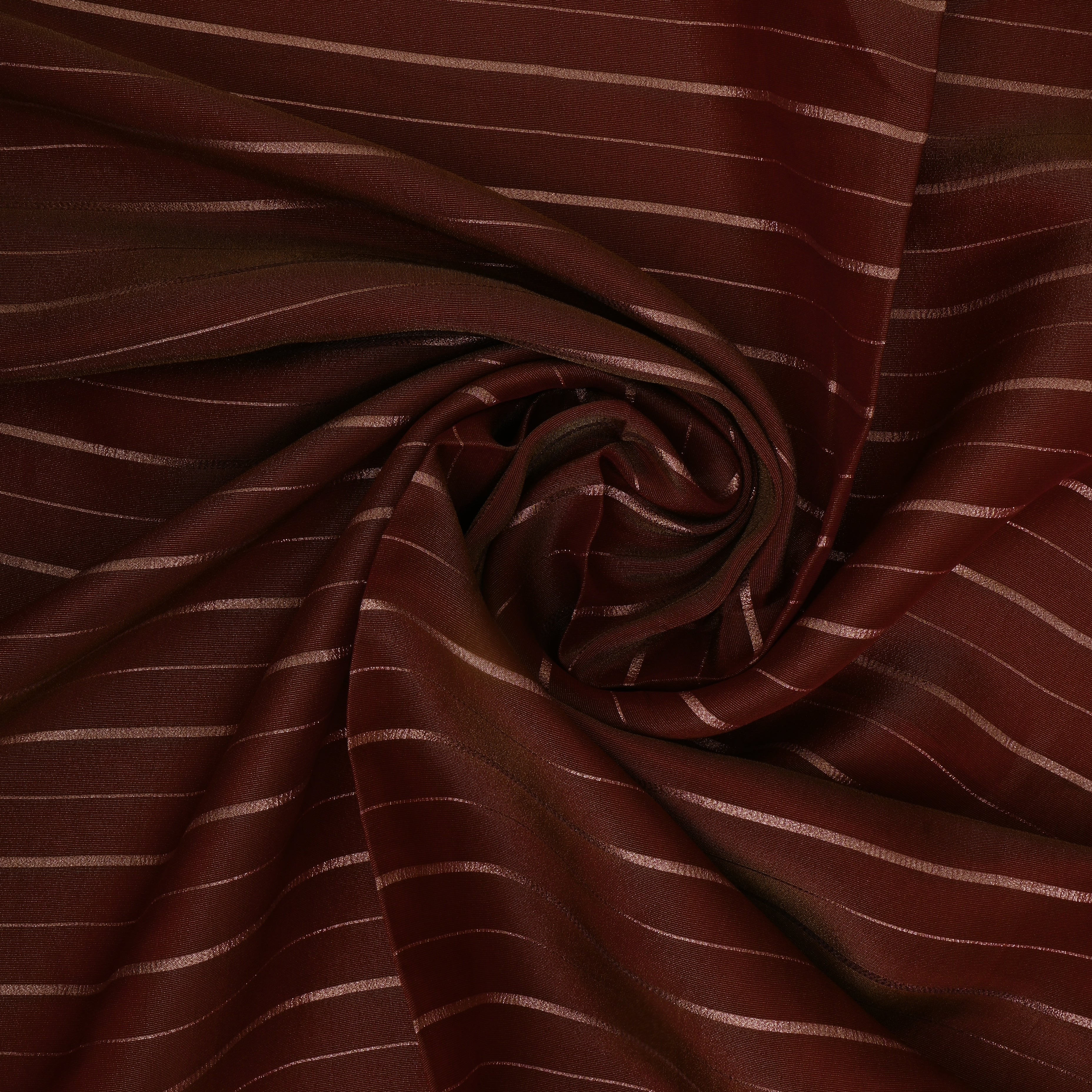 Dark Brown Silk Fabric With Stripes