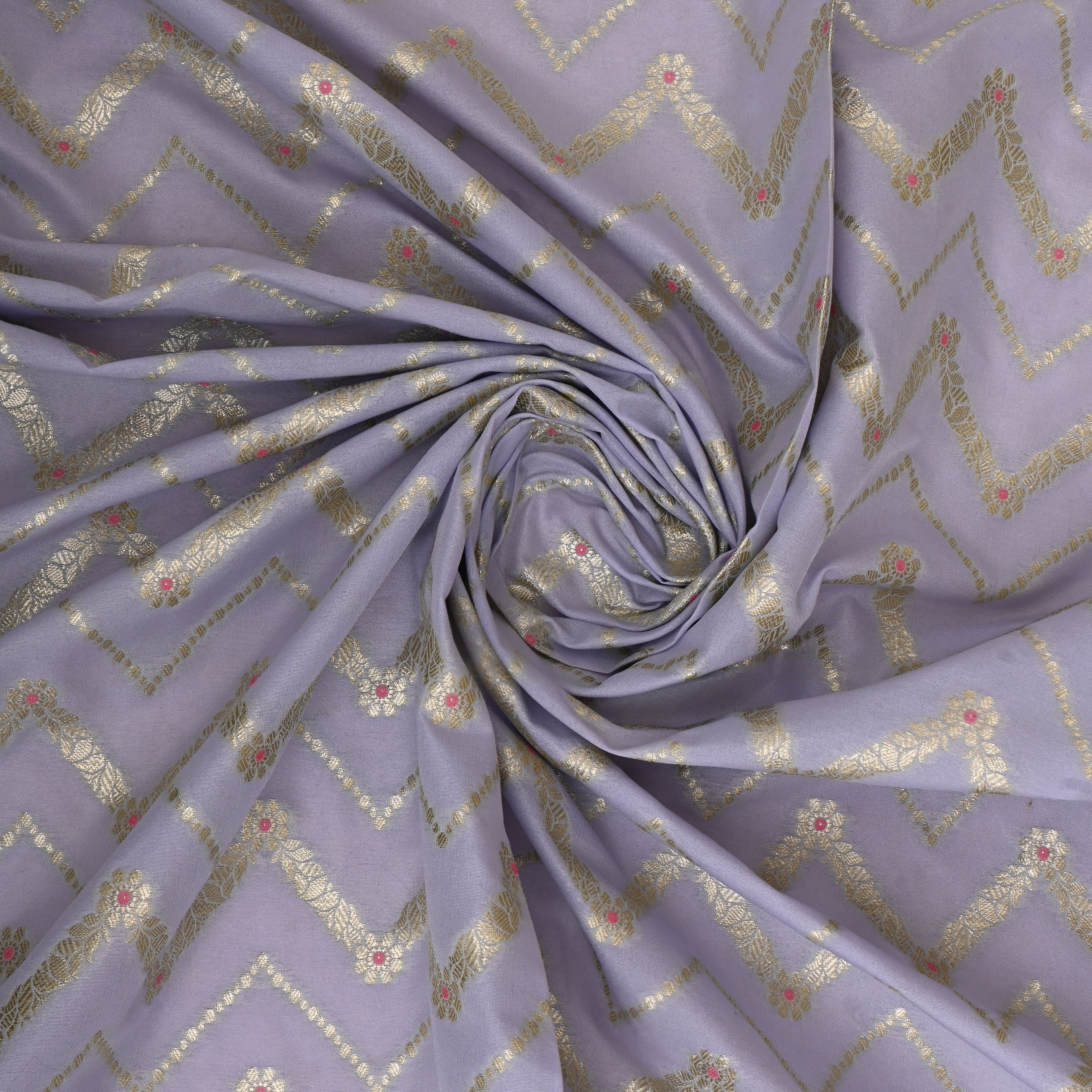 Light Blue Jamawar Silk Fabric