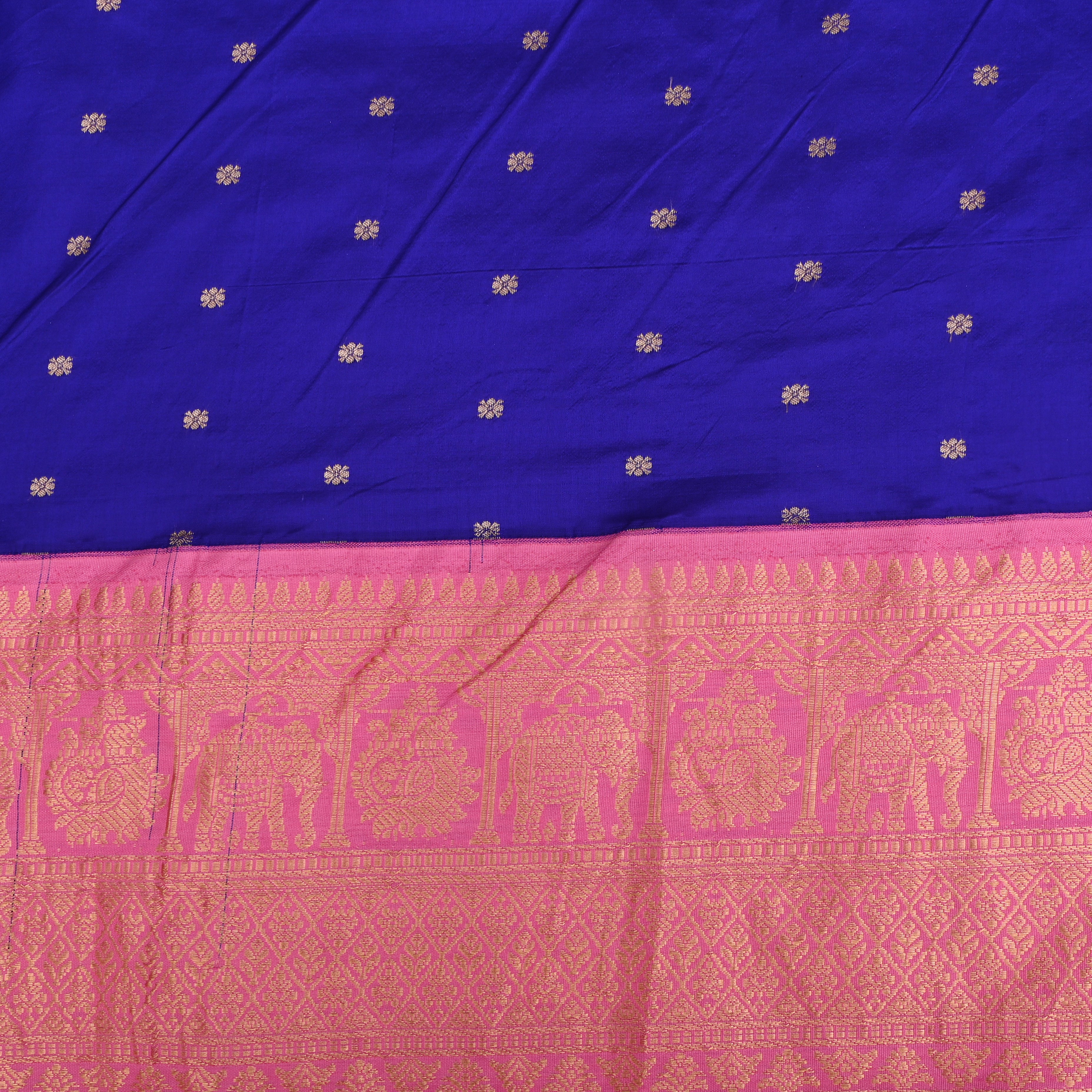 Violet Silk Fabric With Kanchi Border