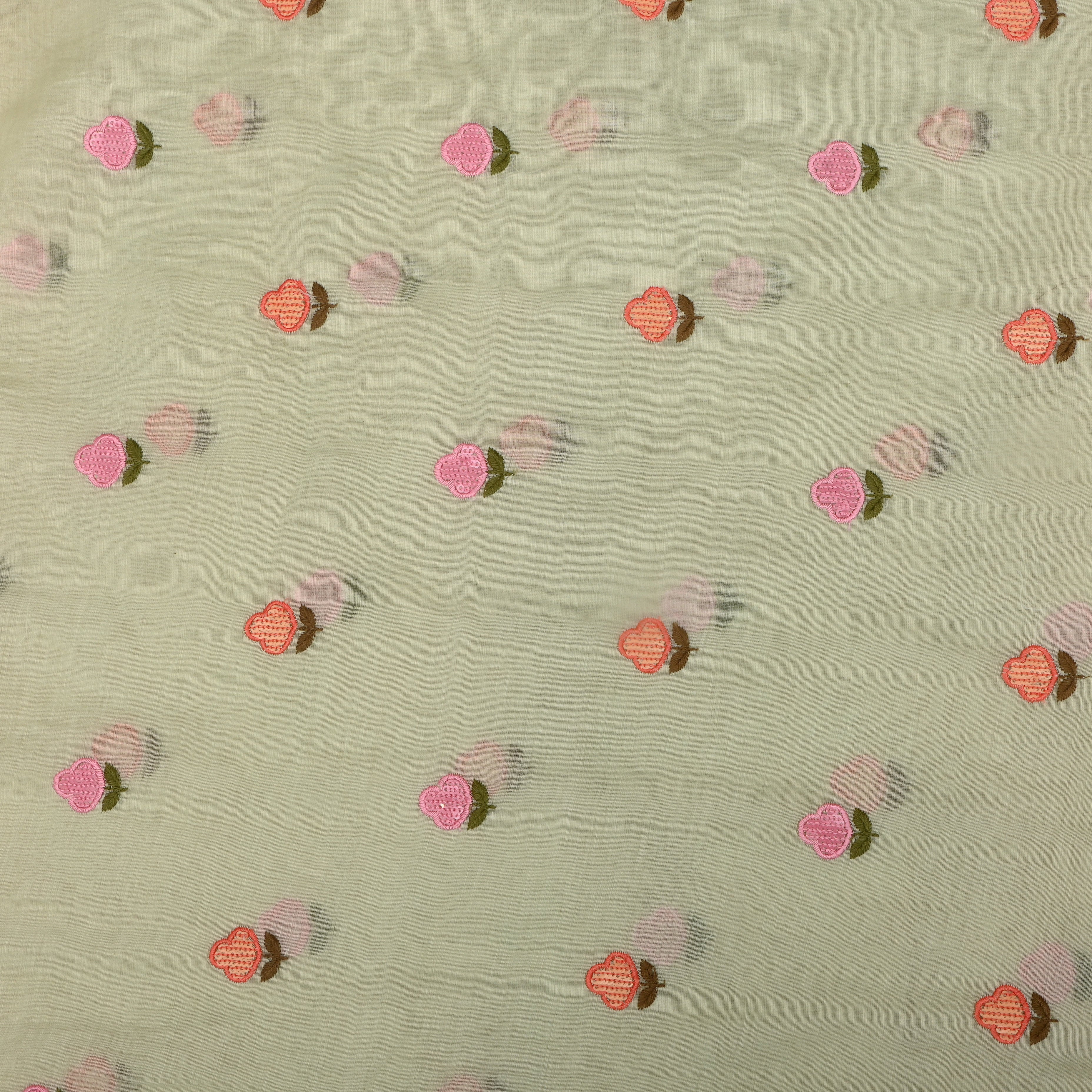 Soft Pale Green Chanderi Fabric With Embroidery