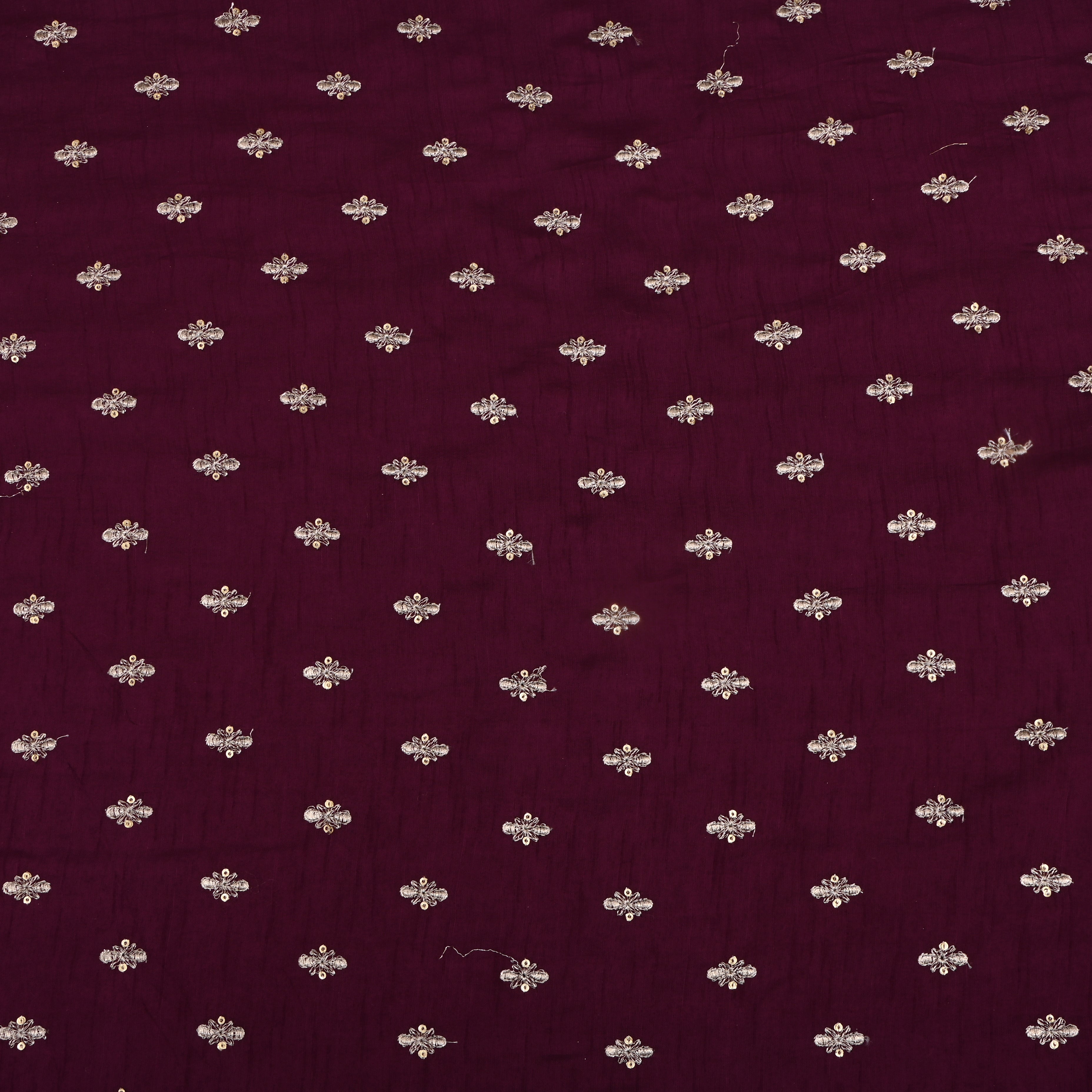 Wine Berry Silk Fabric With Sequins Butti'S