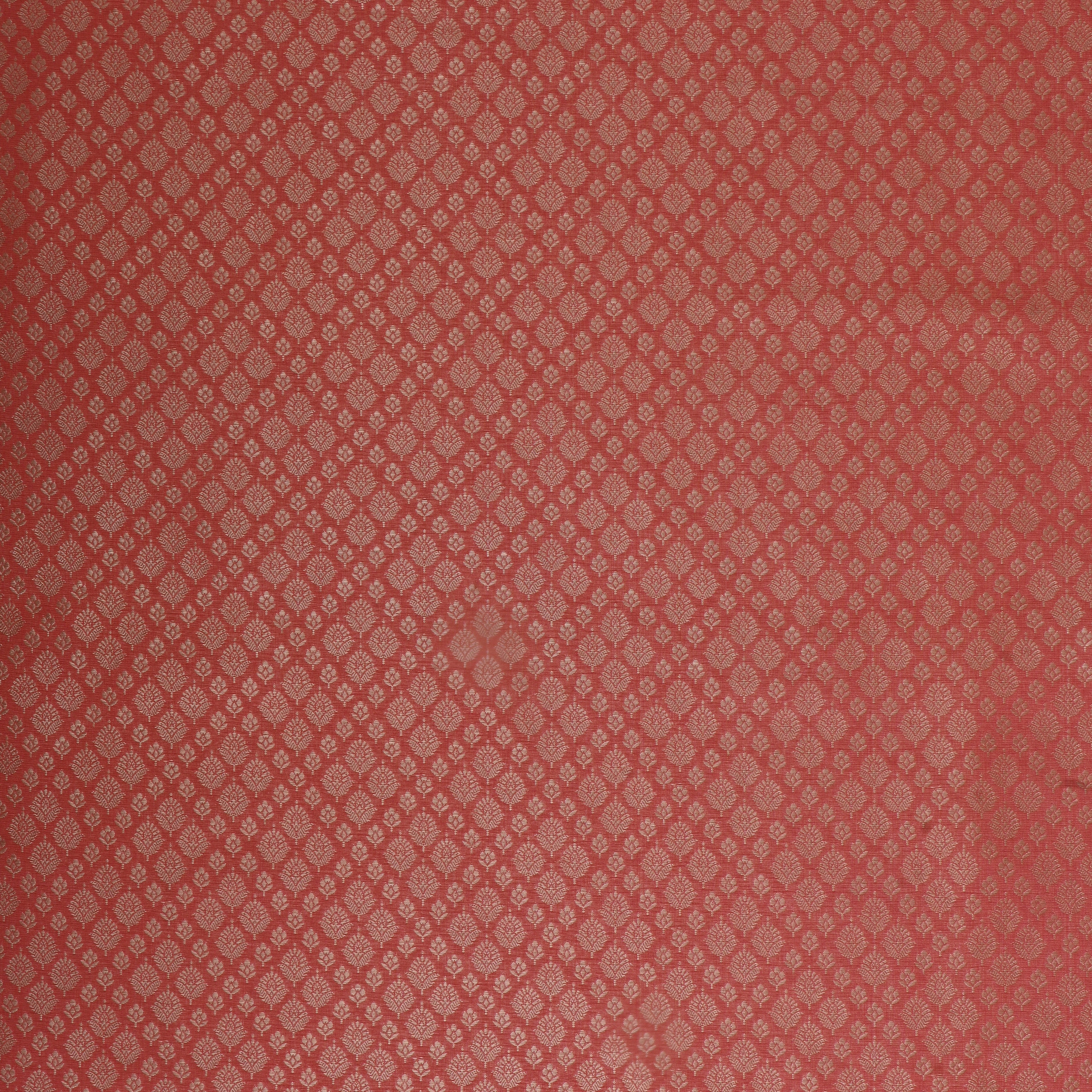 Strawberry Pink Jamawar Silk Fabric