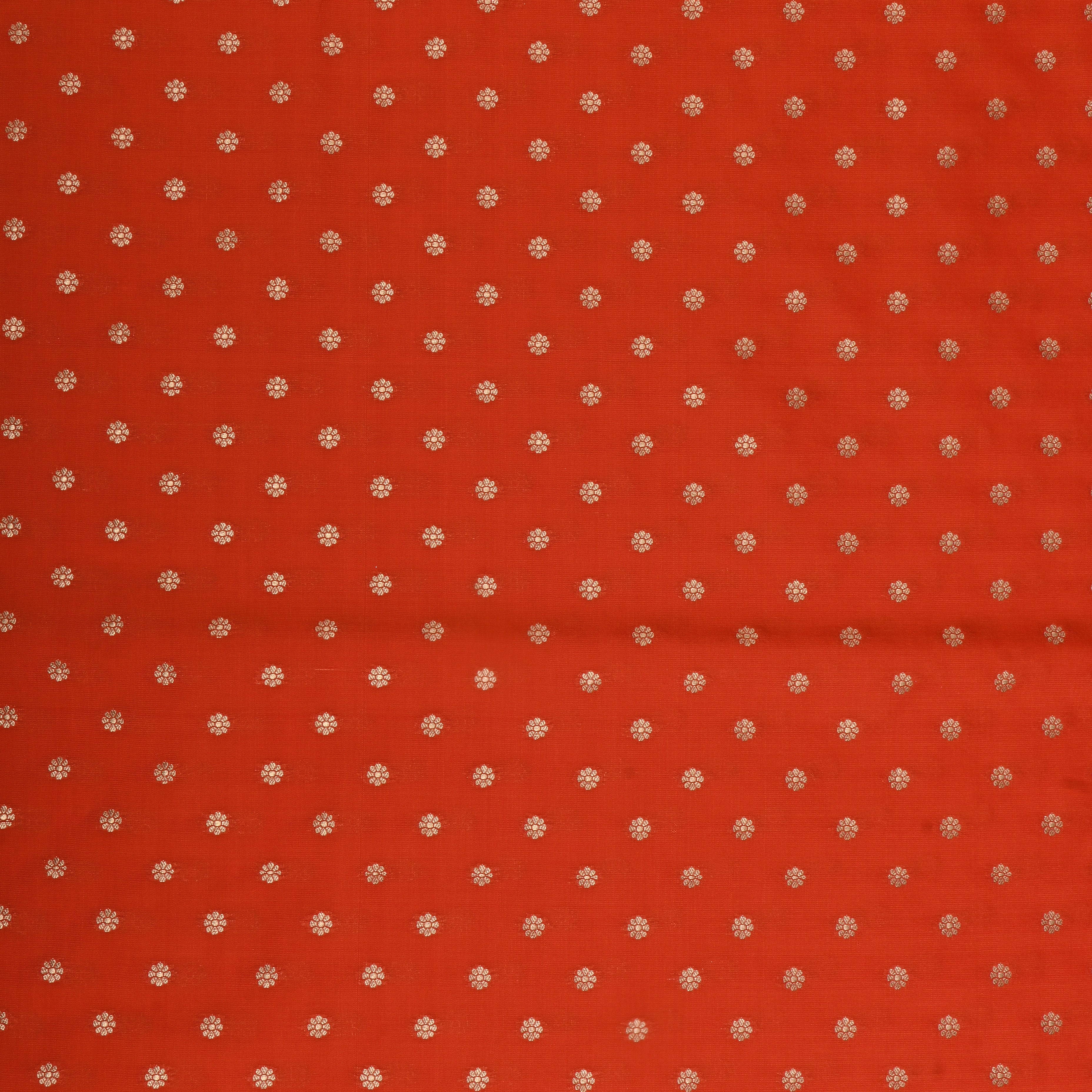 Rust Orange Jamawar Silk Fabric