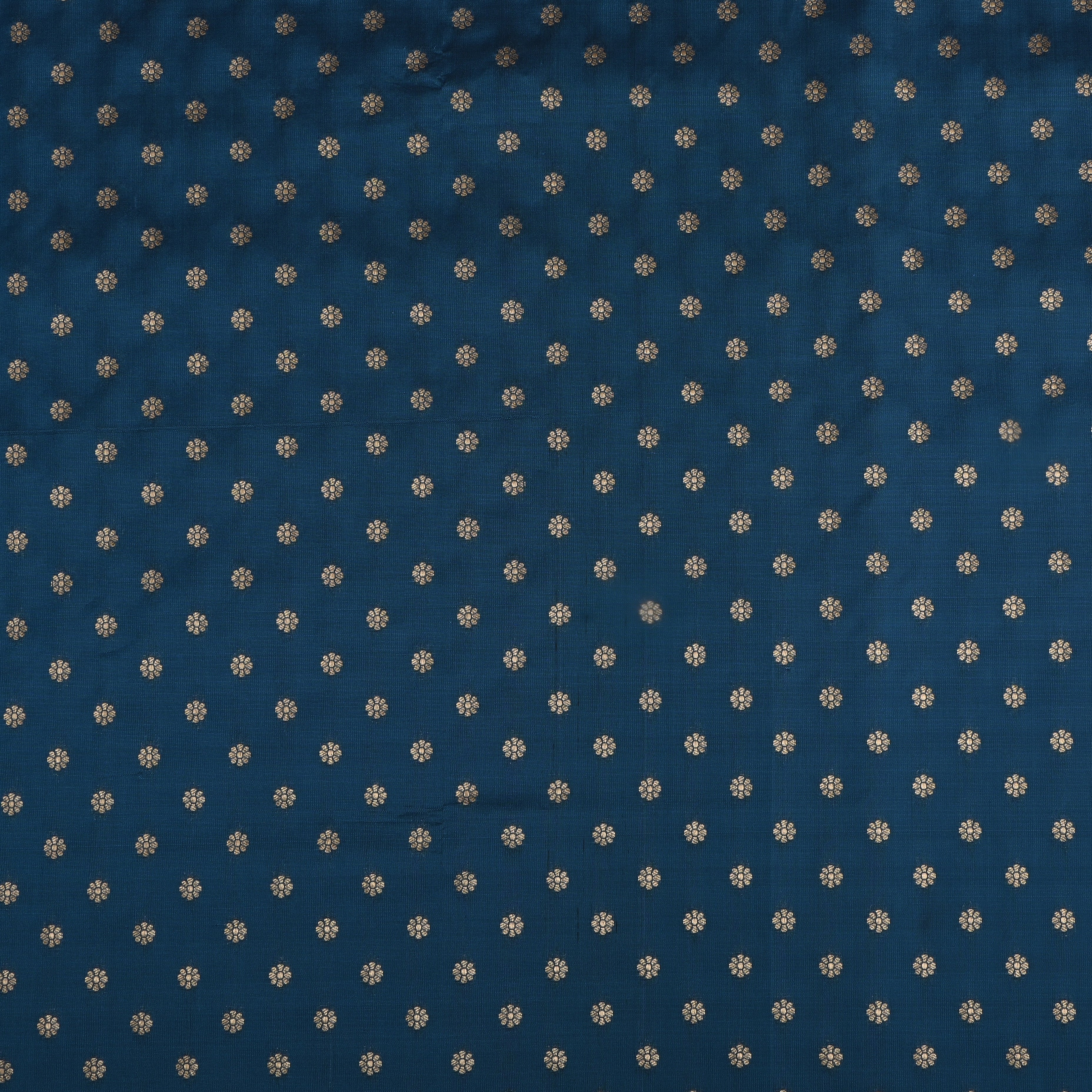 Cyan Cornflower Blue Jamawar Silk Fabric With Floral Butti'S