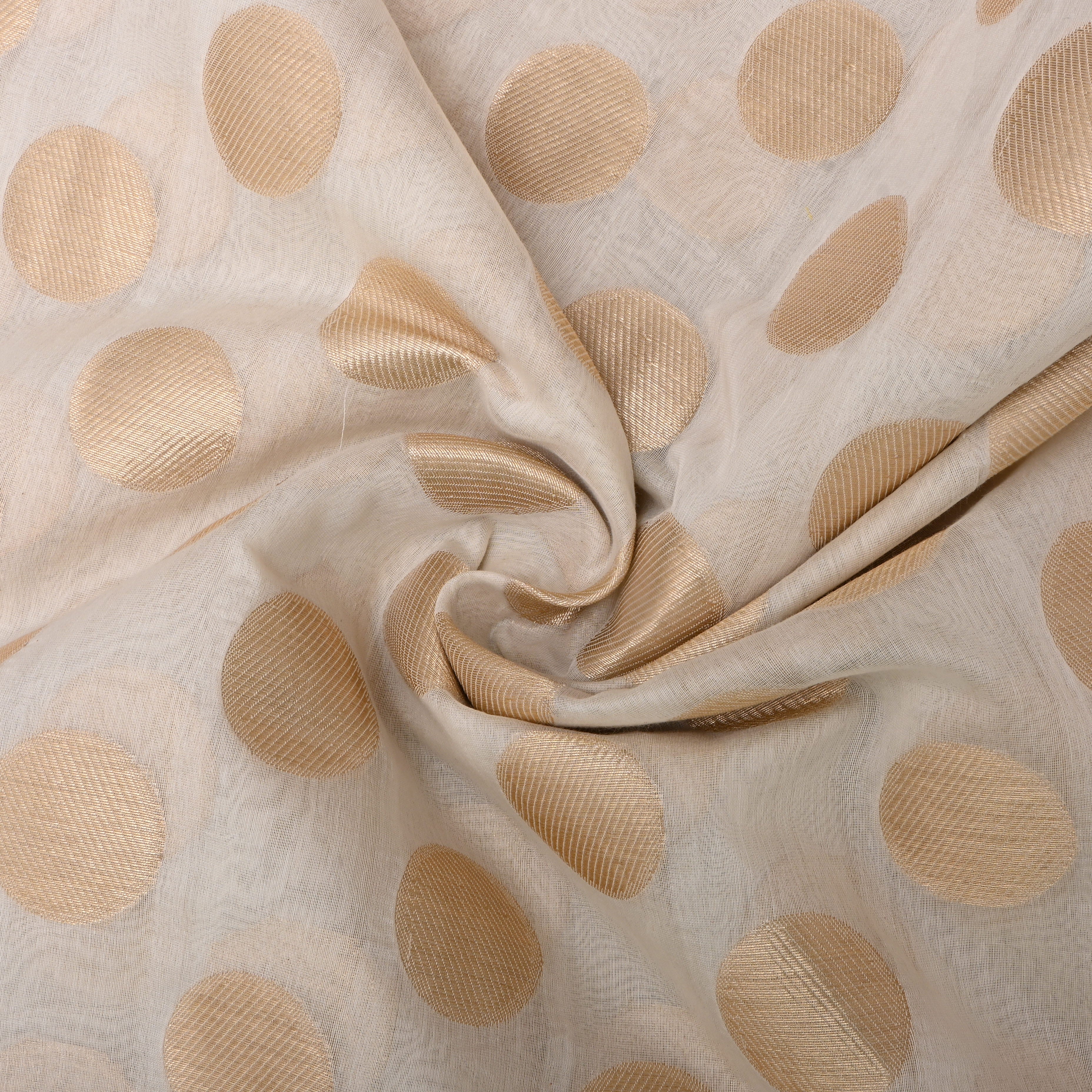 Off-White Golden Zari Buttis Chanderi Fabric