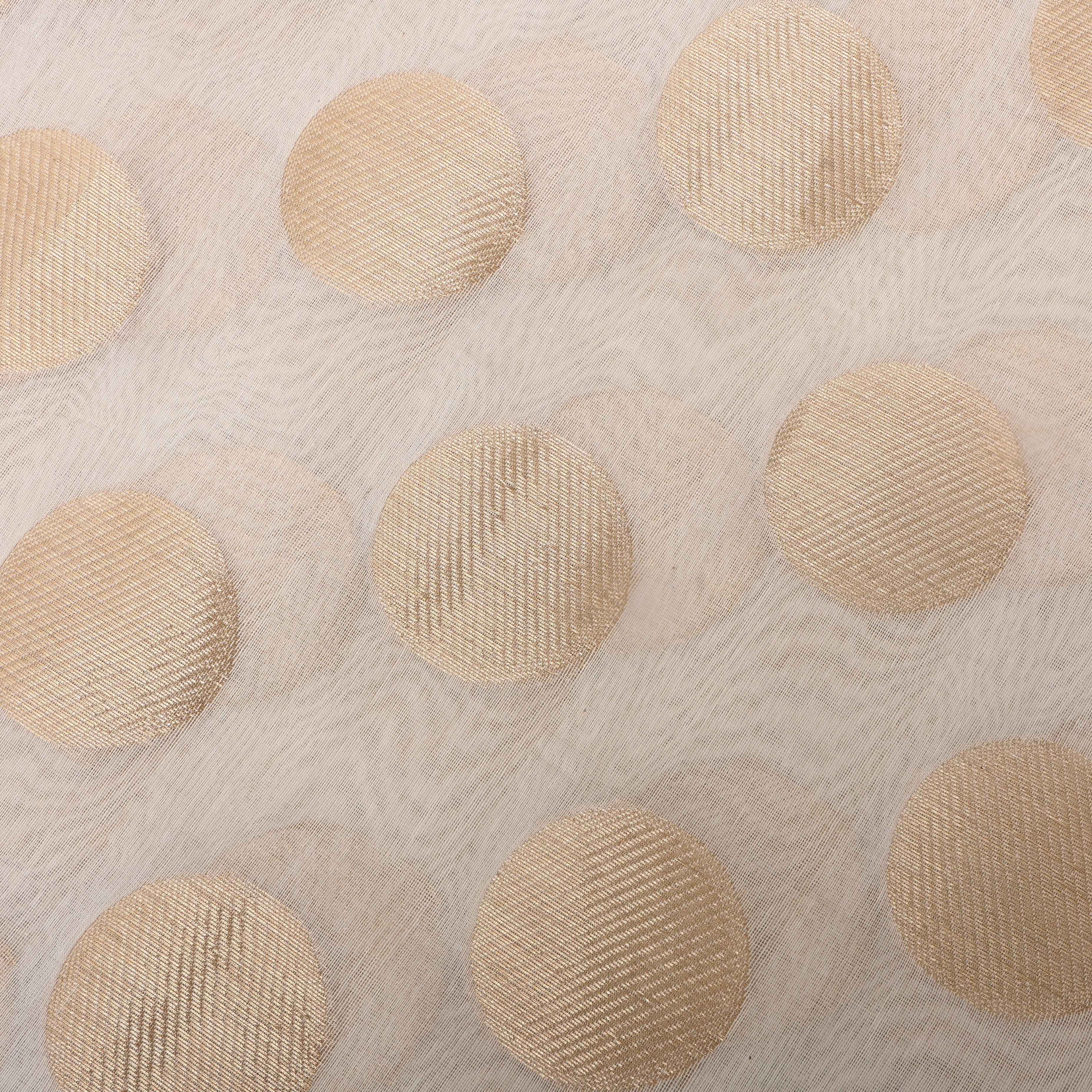 Off-White Golden Zari Buttis Chanderi Fabric