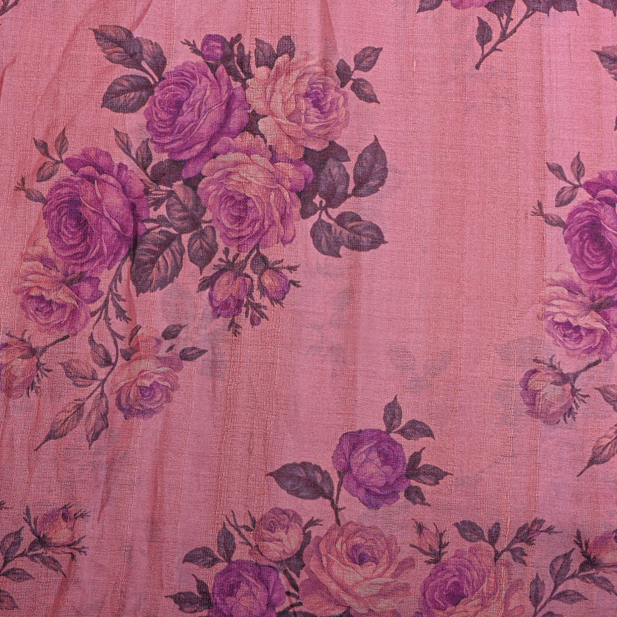 Orchid Rose Bunch Floral Digital Print Tussar Fabric