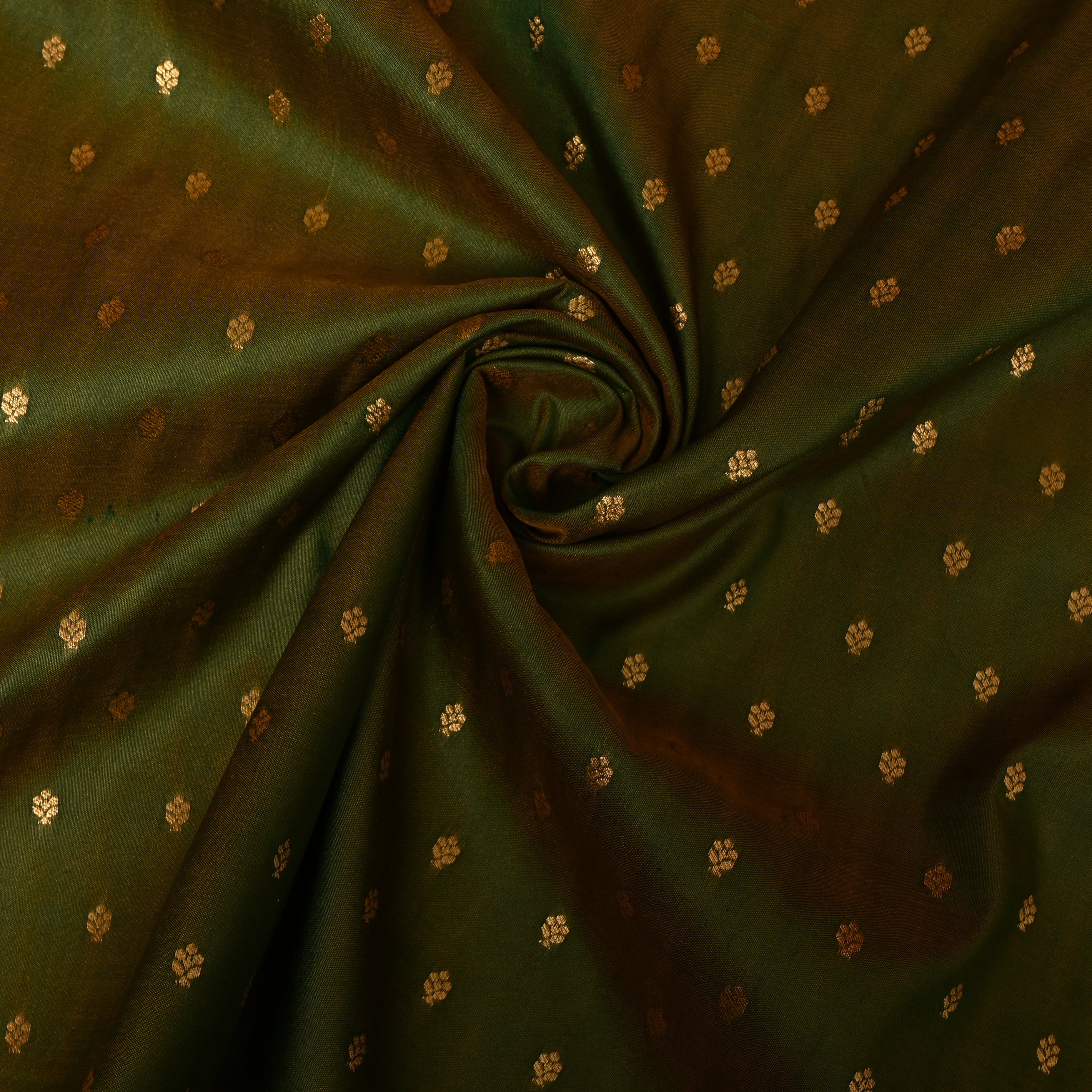 Olive Bronze Jamawar Silk Fabric