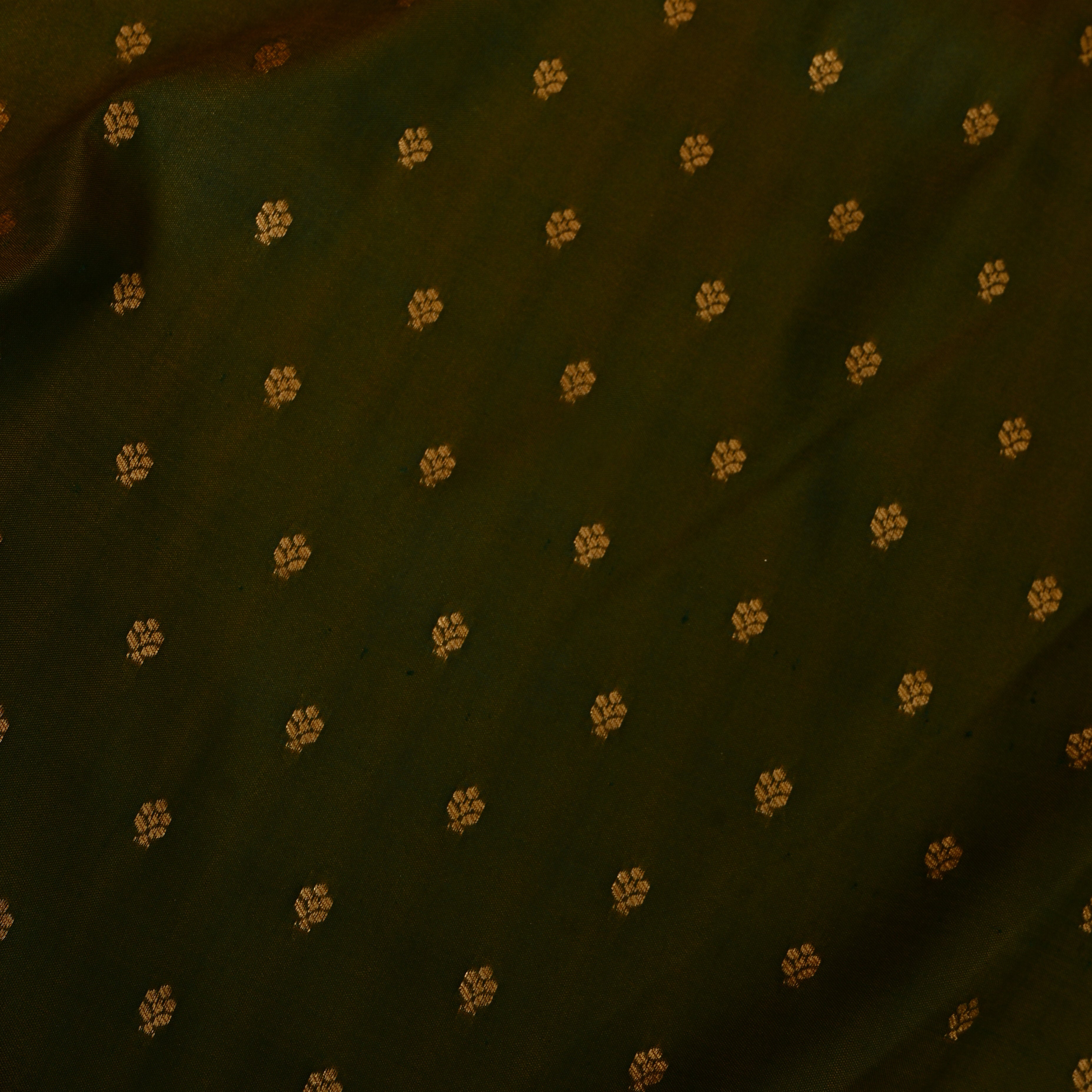 Olive Bronze Jamawar Silk Fabric