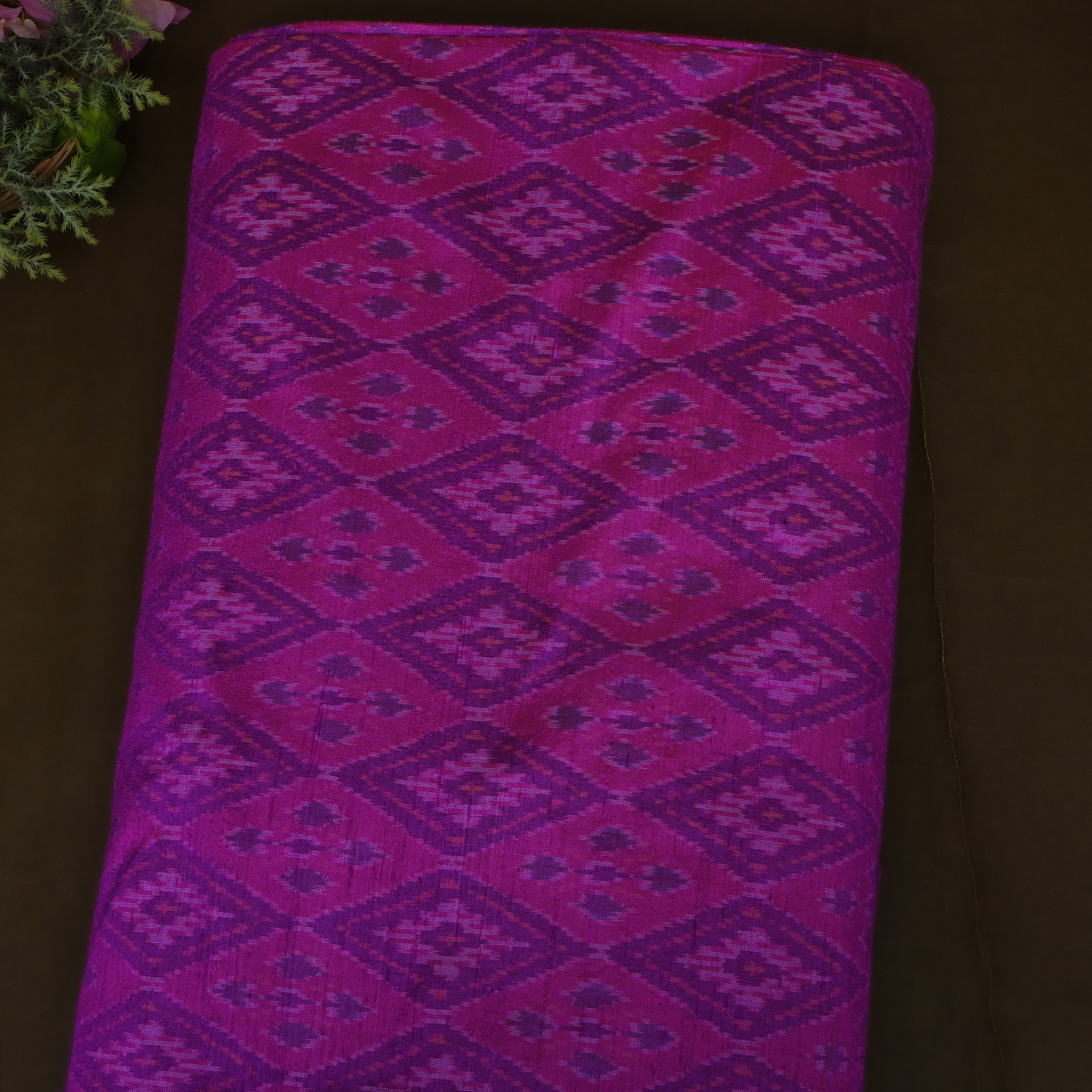 Purple Ikat Dupion Silk