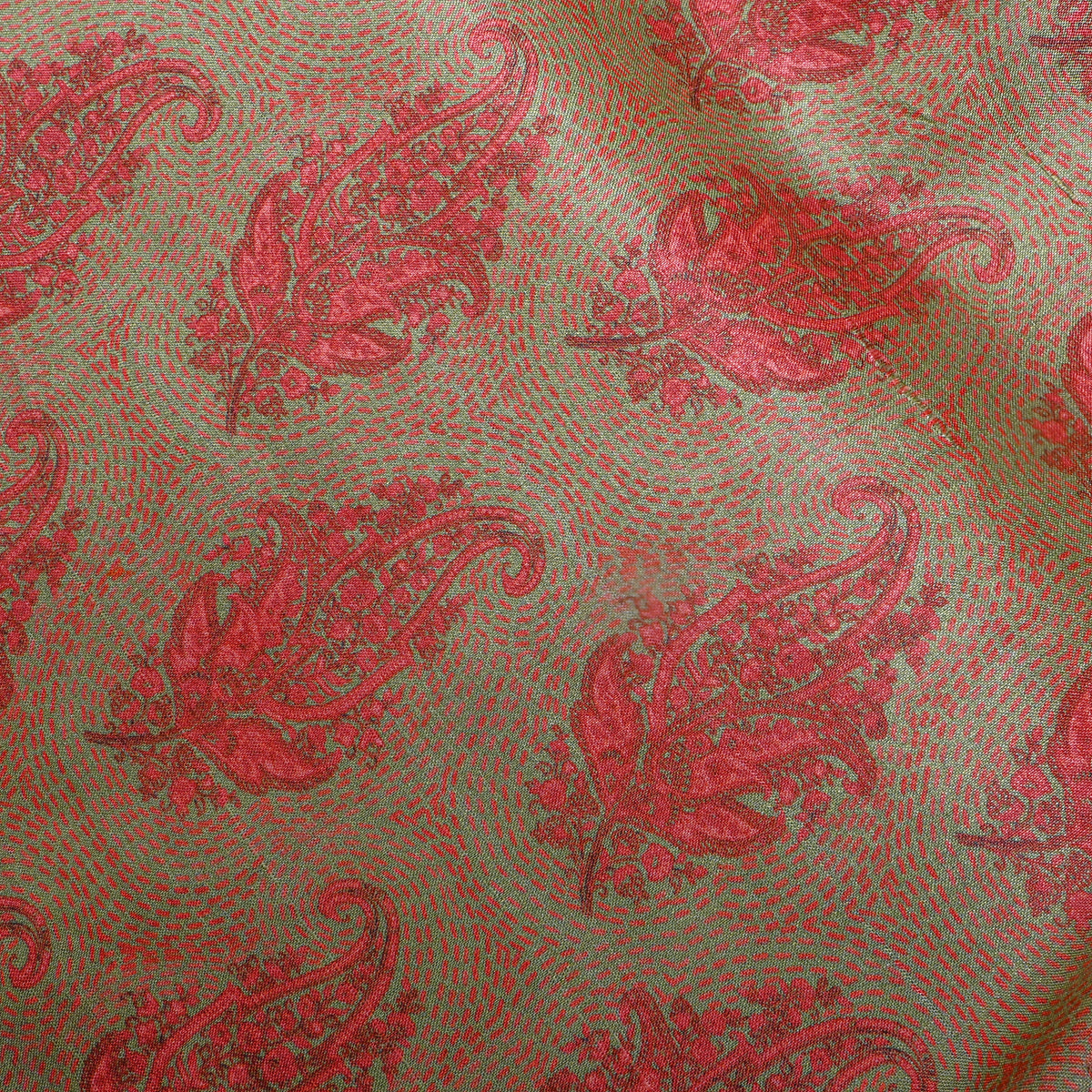Sage Green Paisley Print Silk Fabric